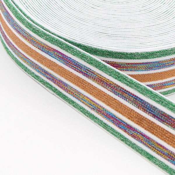 5 METERS - 40mm Lurex Elastic Striped Multicolour #ELA2064-#ELA2065 - ACCESSOIRES LEDUC BV
