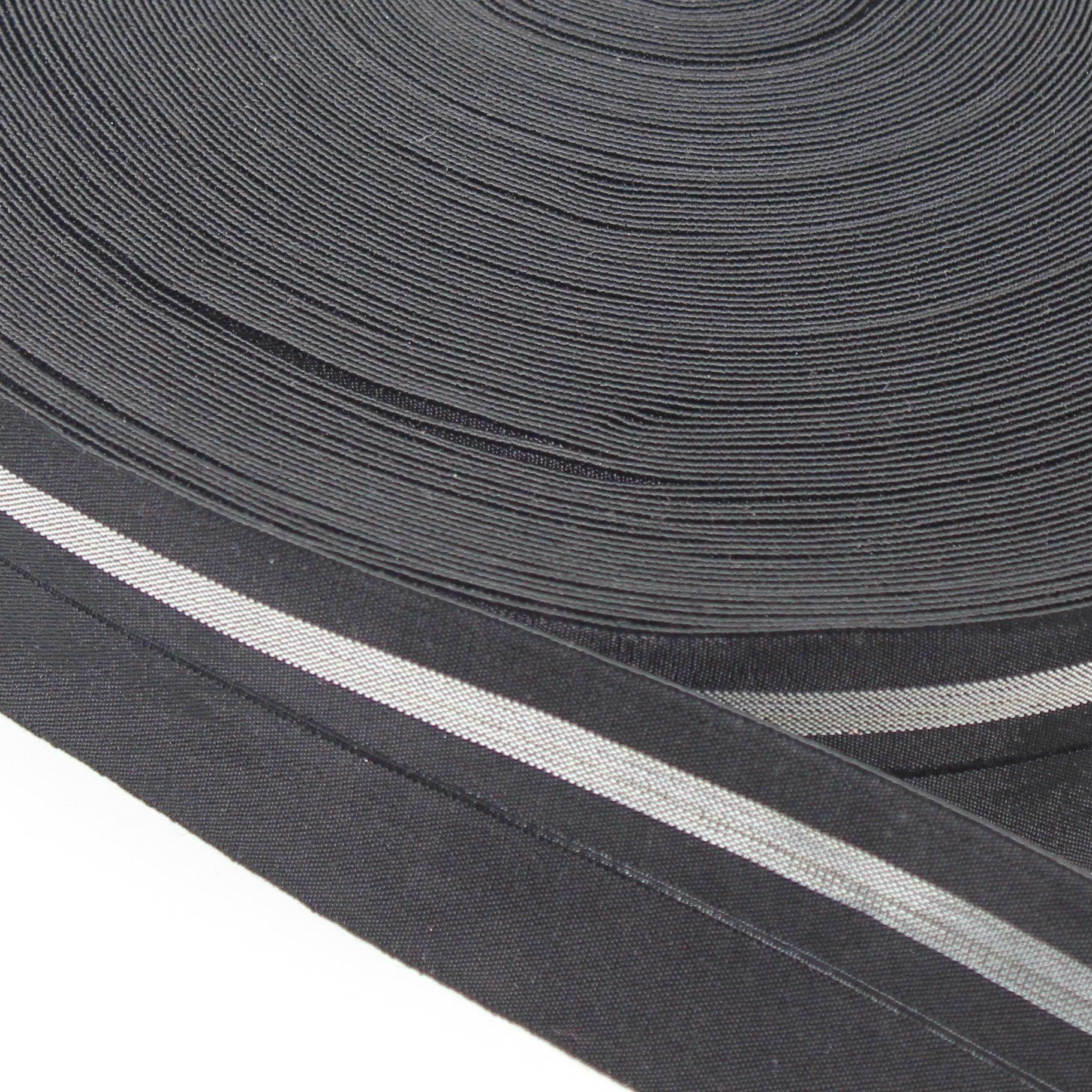 5 METERS - 40mm Prefolded Elastic with Lurex Stripe #ELA2066 - ACCESSOIRES LEDUC BV