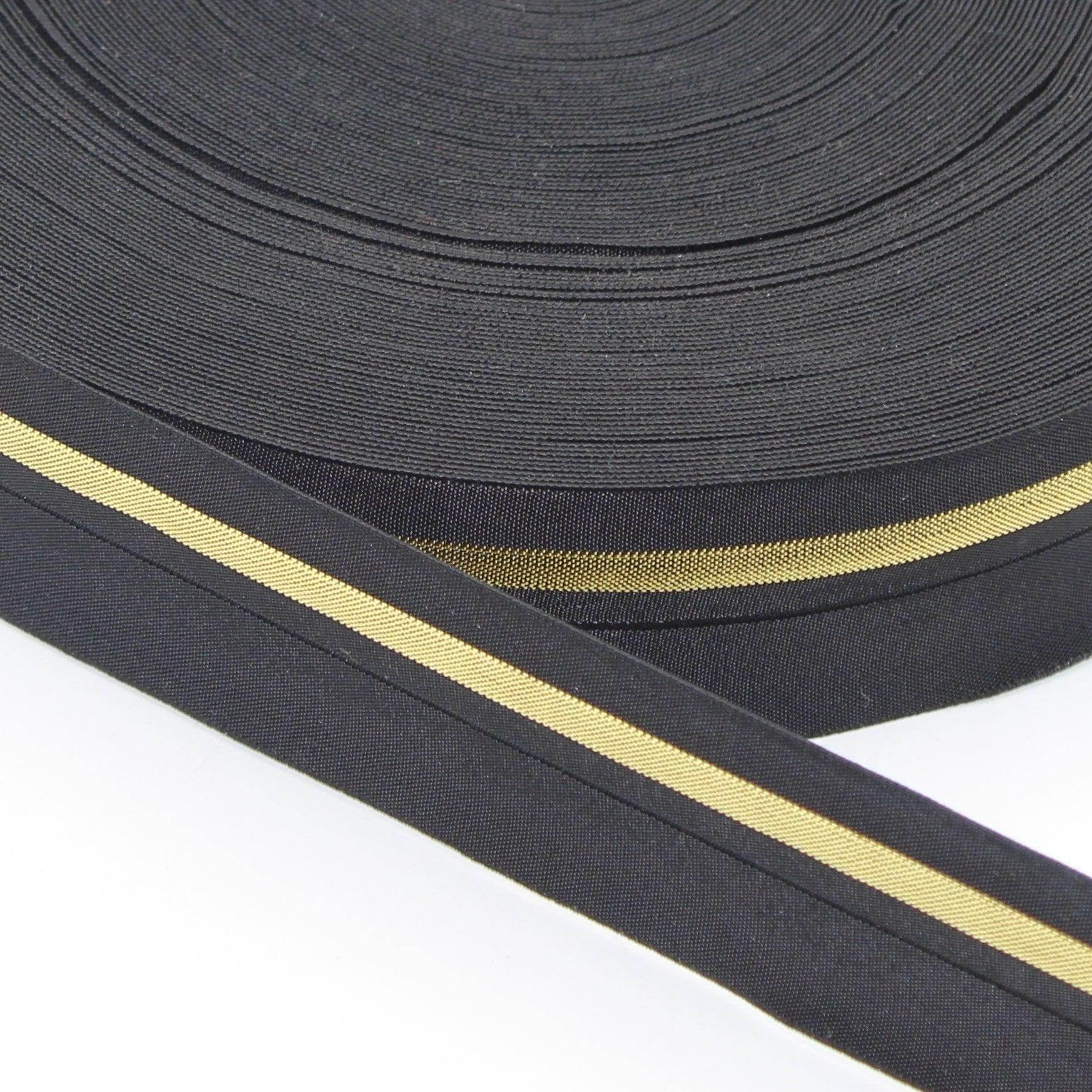 5 METERS - 40mm Prefolded Elastic with Lurex Stripe #ELA2066 - ACCESSOIRES LEDUC BV