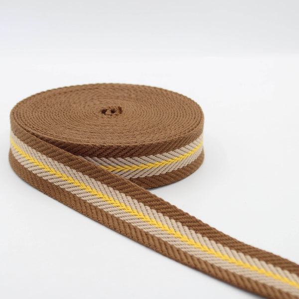 5 meters 30mm Classic Yellow+Ecru Arrow Striped Webbing #RUB1988 - ACCESSOIRES LEDUC BV