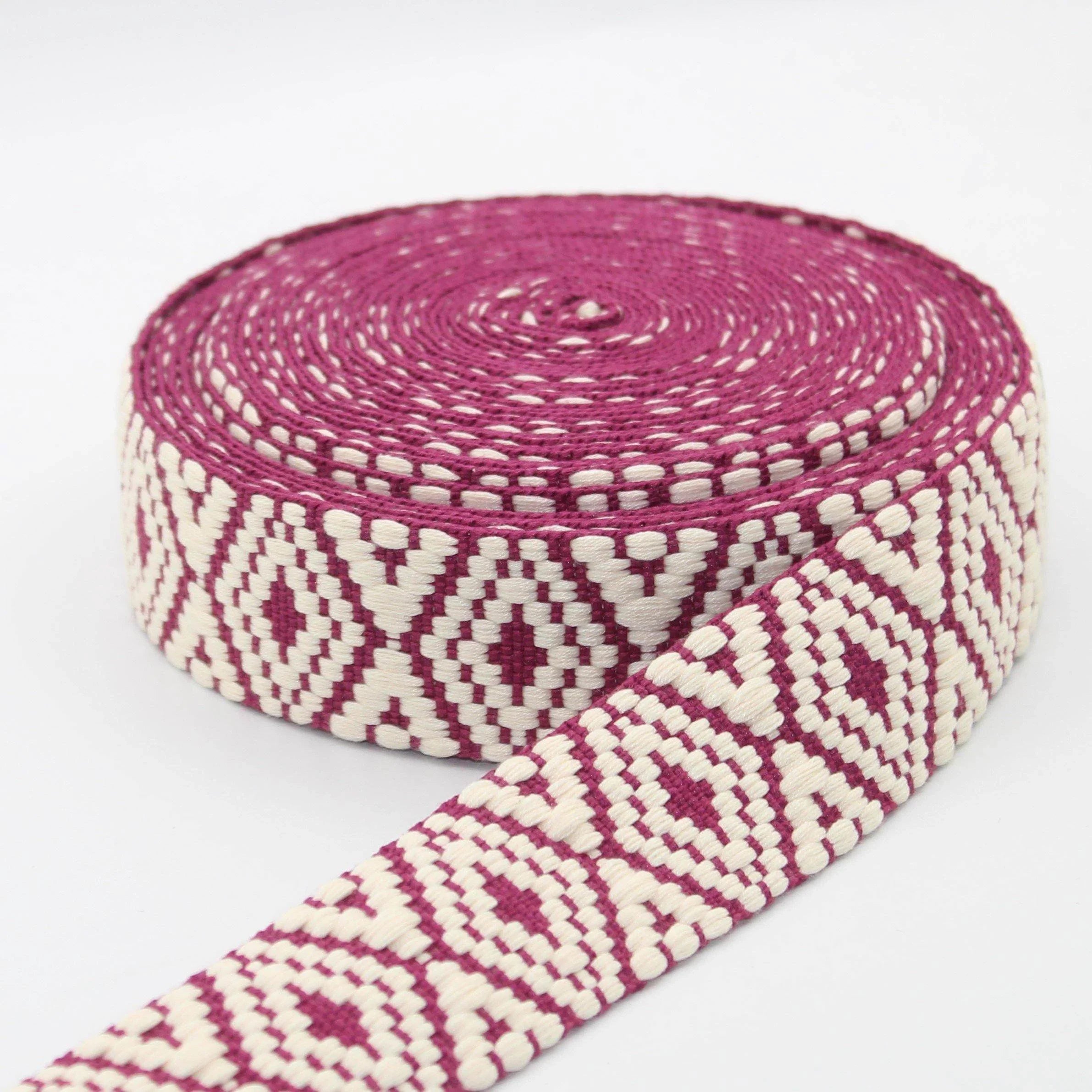 5 meters 38mm Bicolor Ethnic Webbing #RUB1970 - ACCESSOIRES LEDUC BV