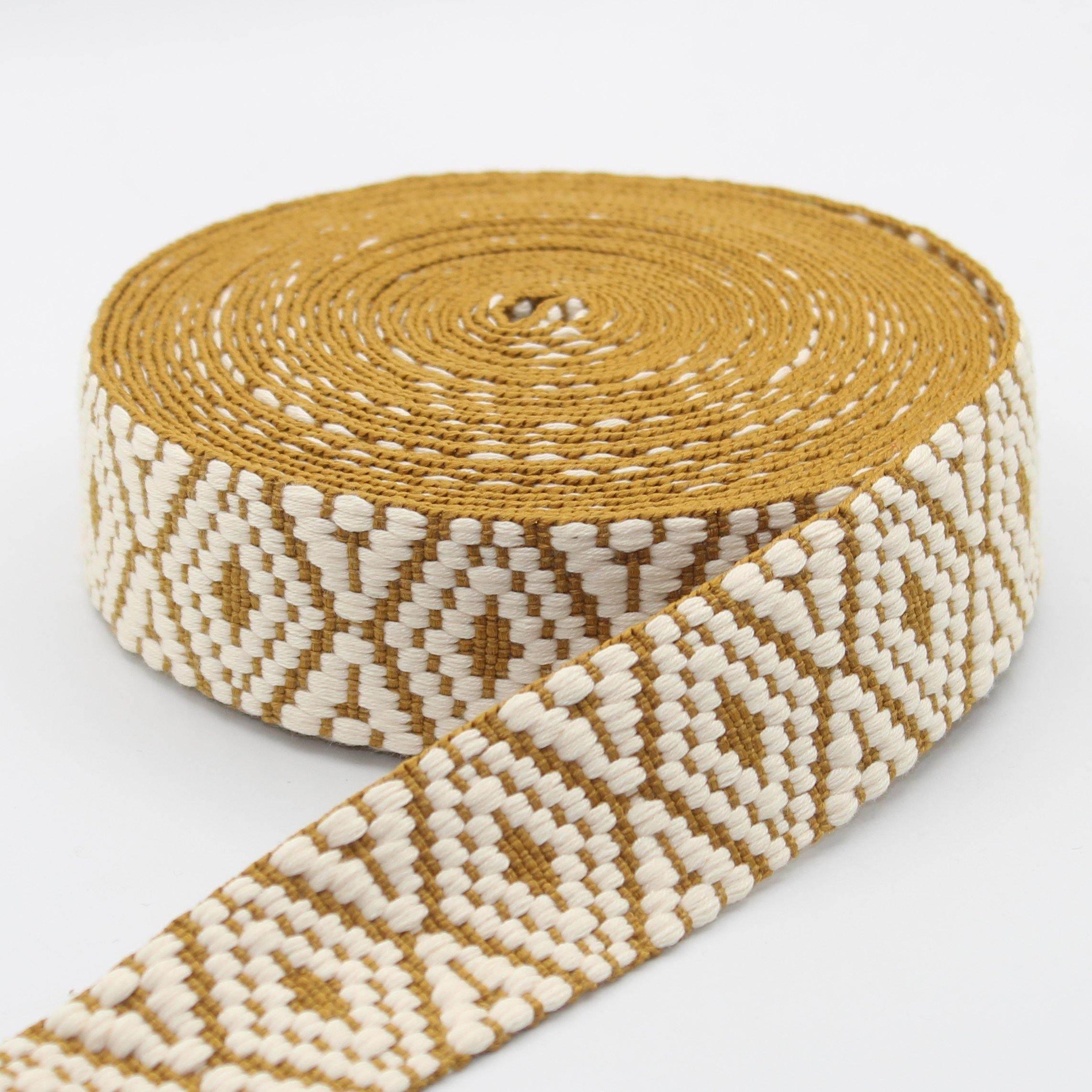 5 meters 38mm Bicolor Ethnic Webbing #RUB1970 - ACCESSOIRES LEDUC BV