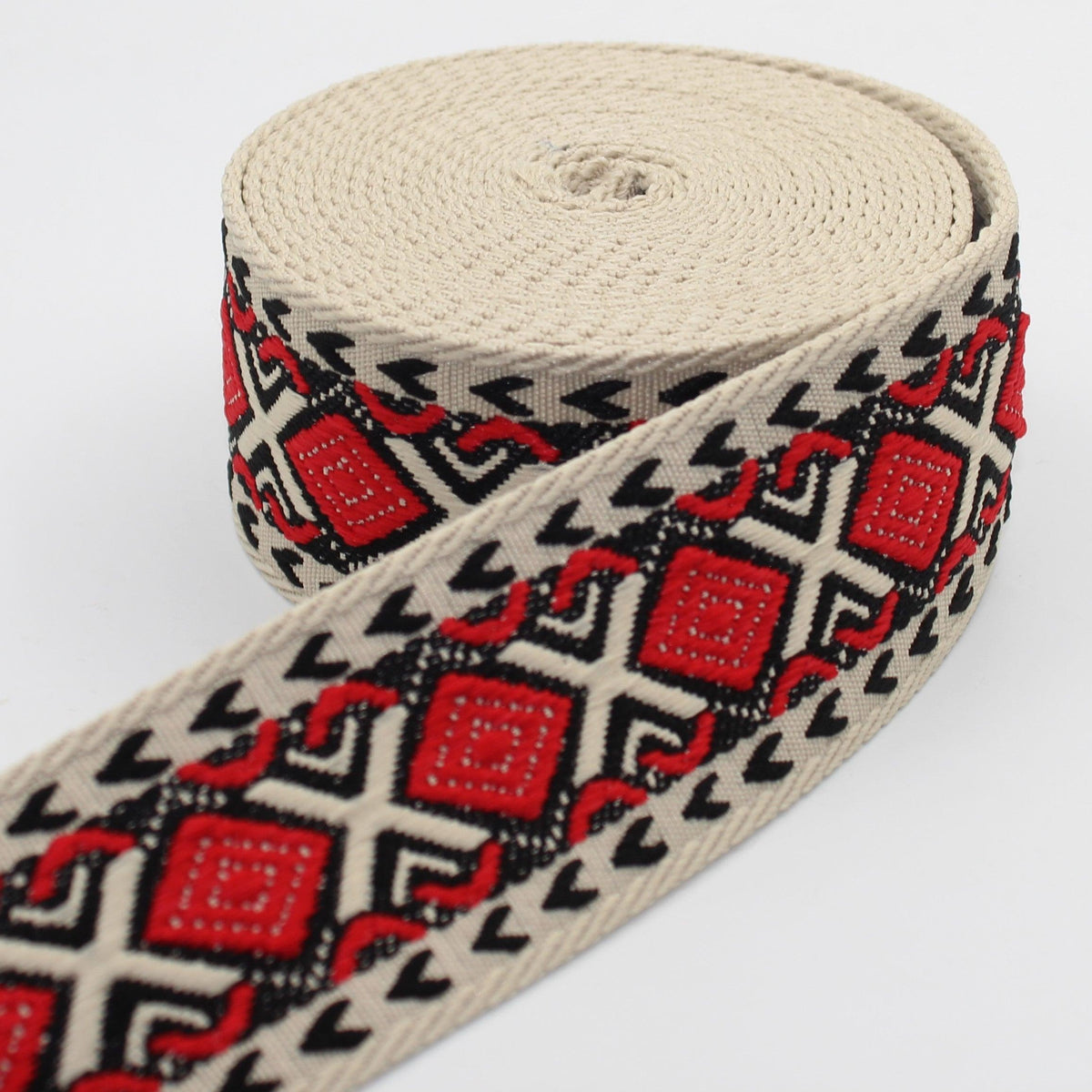 5 Meters of Webbing with ethnic Diamond Patterns 50mm #RUB3513 - ACCESSOIRES LEDUC