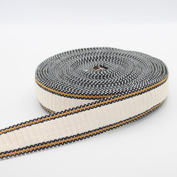 5 Meter 30 mm Classic Ecru Striped Gurtband #RUB1987 - ACCESSOIRES LEDUC