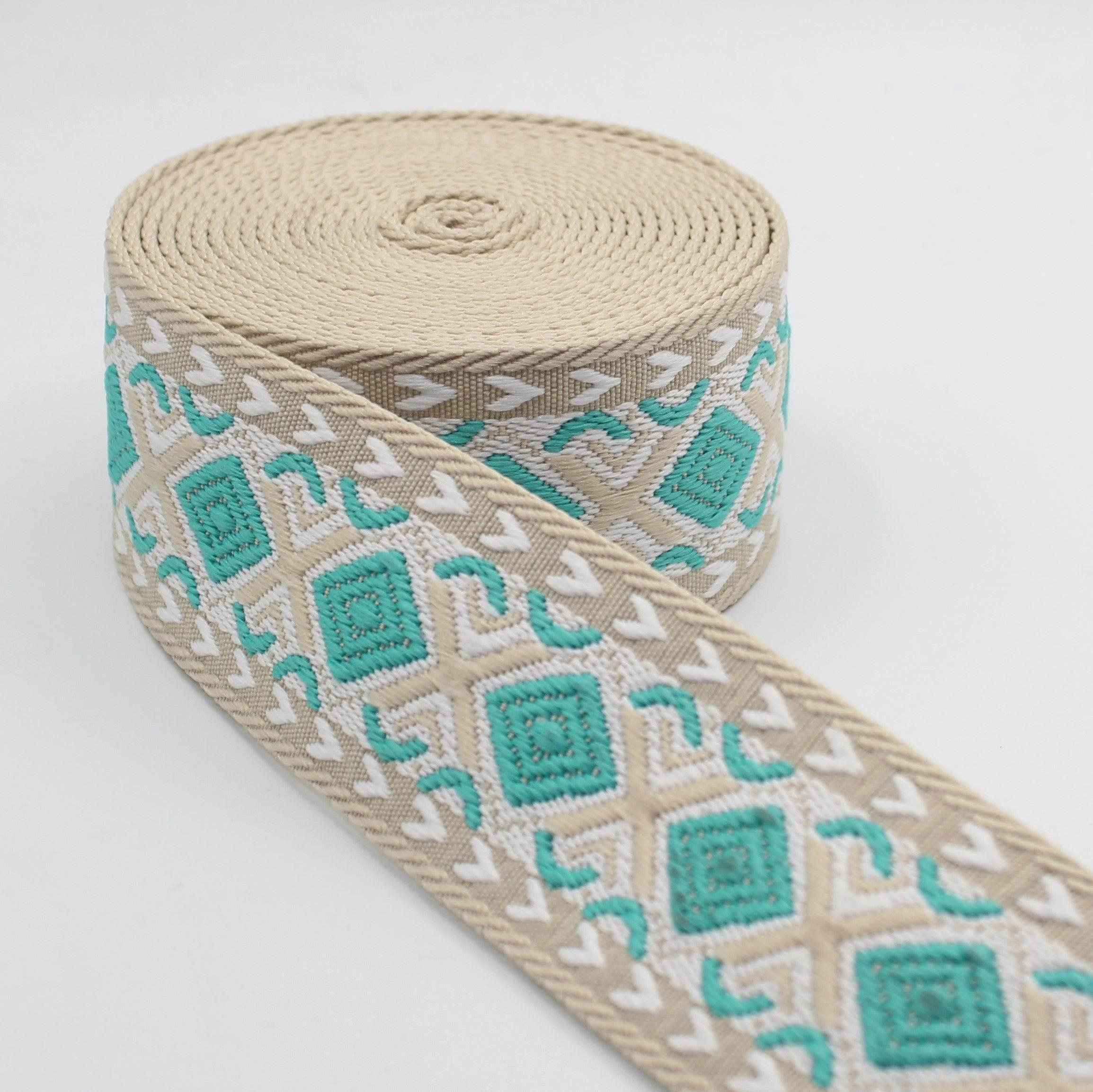 5 Meters of Webbing with ethnic Diamond Patterns 50mm #RUB3513 - ACCESSOIRES LEDUC BV