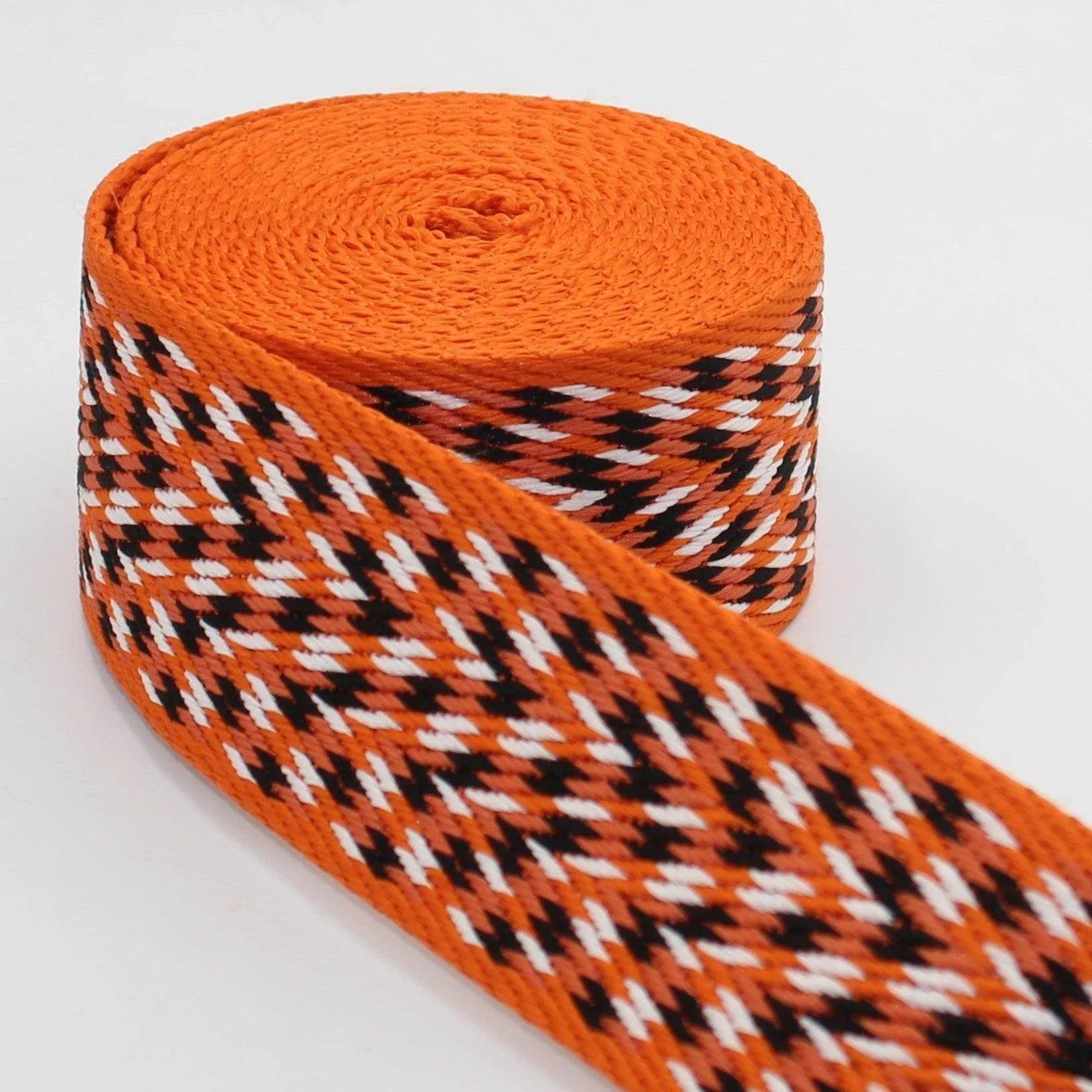 5 meters Webbing with Multicolored Braided Patterns 50mm #RUB3518 - ACCESSOIRES LEDUC BV
