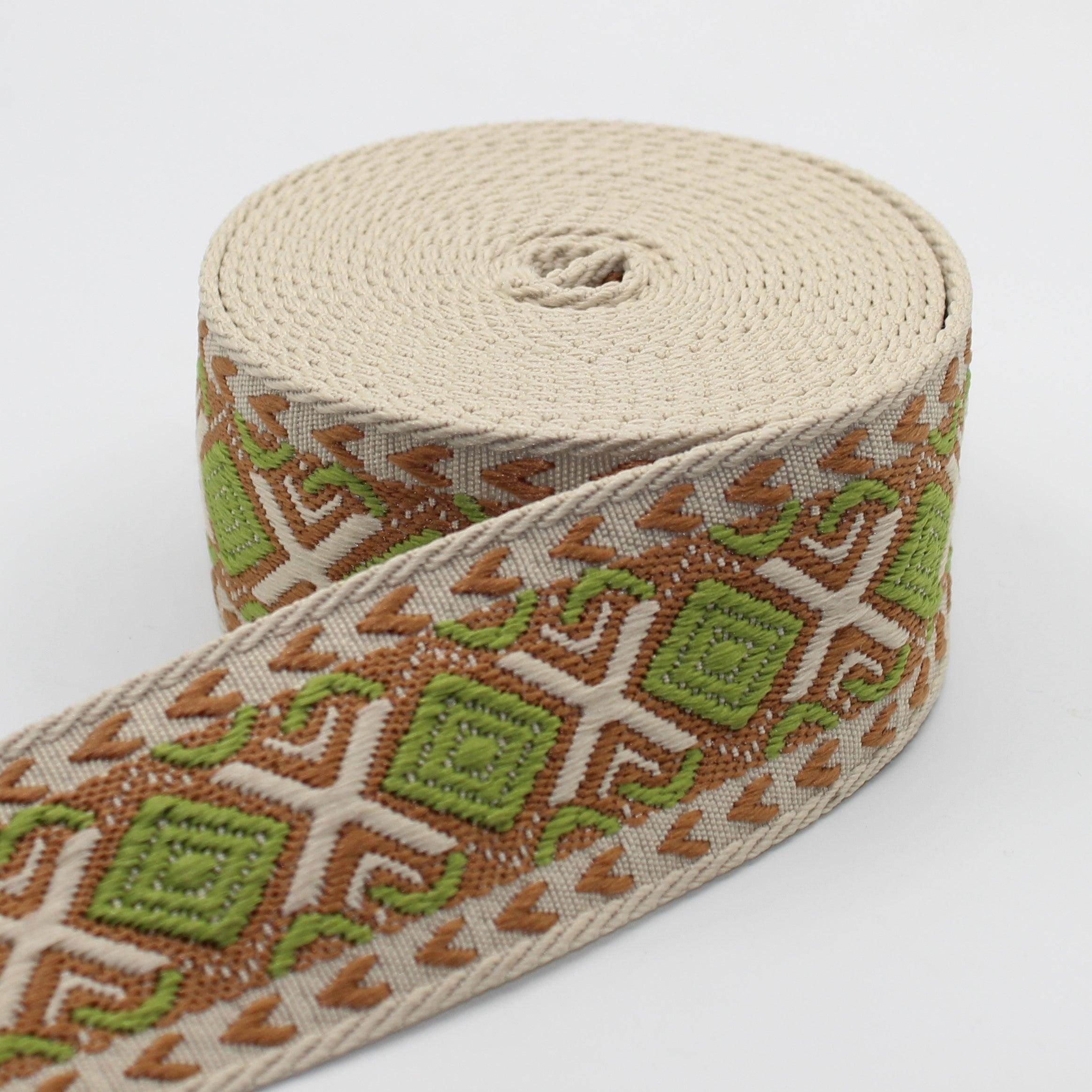 5 Meters of Webbing with ethnic Diamond Patterns 50mm #RUB3513 - ACCESSOIRES LEDUC BV