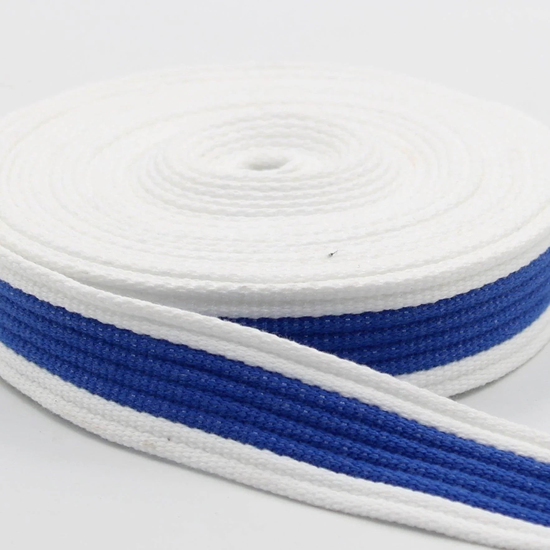 5 meters 30mm White + Colour Stripe Webbing #RUB1979 - ACCESSOIRES LEDUC BV