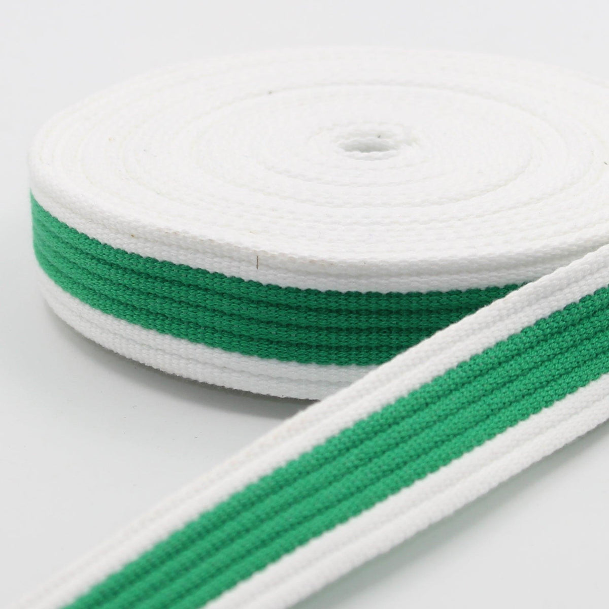 5 meters 30mm White + Colour Stripe Webbing #RUB1979 - ACCESSOIRES LEDUC