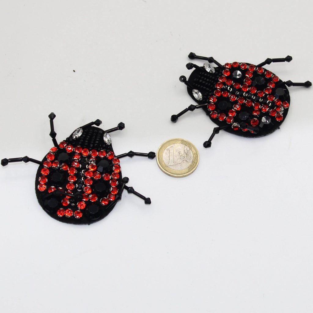 Set of 2 Lady Bug Patches with Strass Hotfix 6*4cm - ACCESSOIRES LEDUC