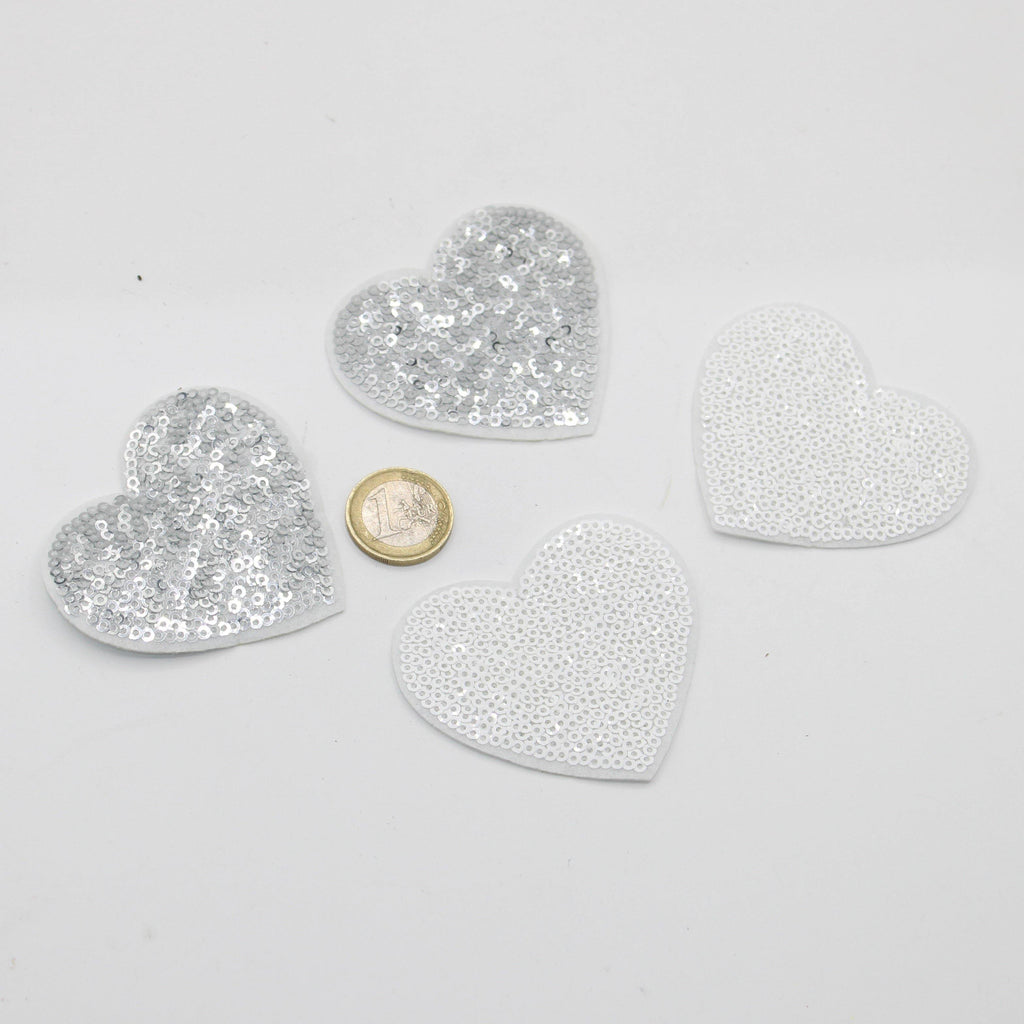 Set of 2 Heart Patches with Sequins Hotfix 6*7cm - ACCESSOIRES LEDUC