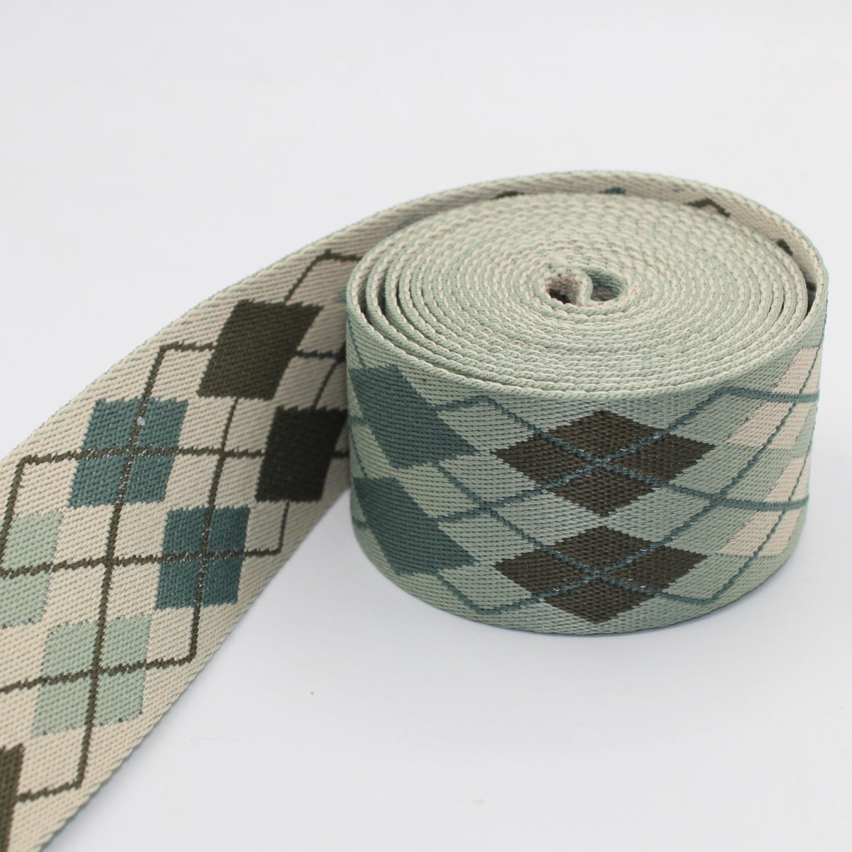 5 Meters Webbing with Geometric Retro Diamond 50mm #RUB3515 - ACCESSOIRES LEDUC