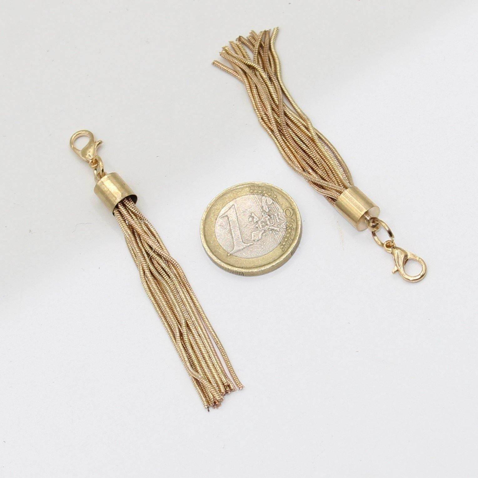 Set of 2 Metallic Golden Tassels 7cm with Lobster - ACCESSOIRES LEDUC BV