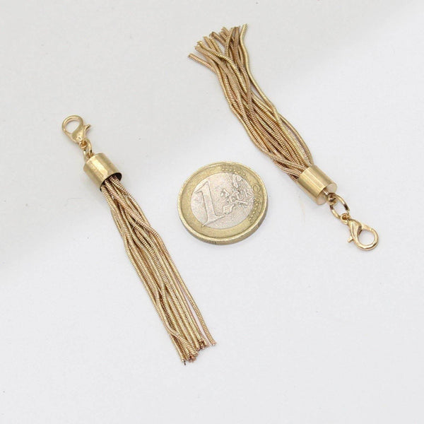 Set of 2 Metallic Golden Tassels 7cm with Lobster - ACCESSOIRES LEDUC BV