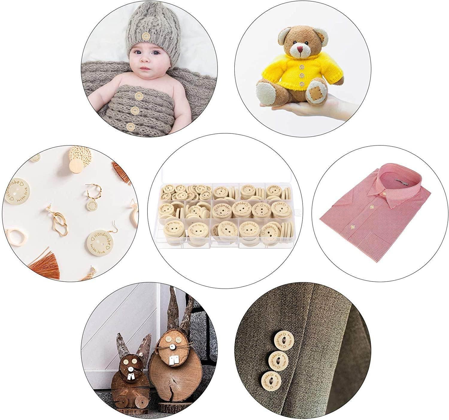 #HAB3000 Handmade 🤍 with Love 🤍 Wooden Buttons Box 140 pieces - ACCESSOIRES LEDUC BV