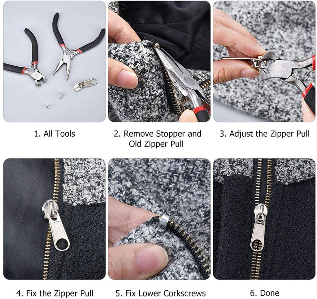 20 PCS KIT De Réparation Zipper Balises Fermeture À Glissière