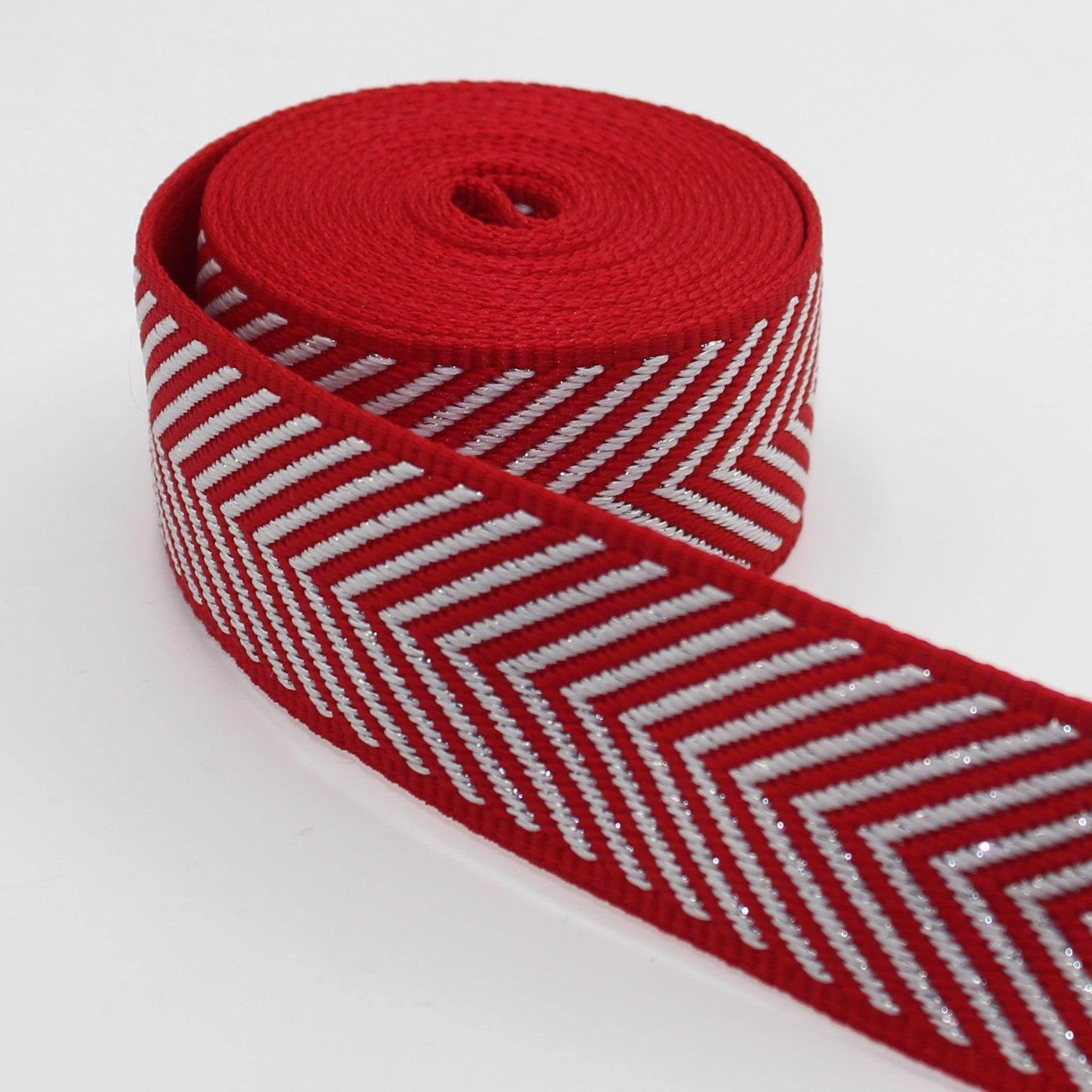 5 meters Webbing with Silver Arrows 38mm #RUB3507 - ACCESSOIRES LEDUC BV