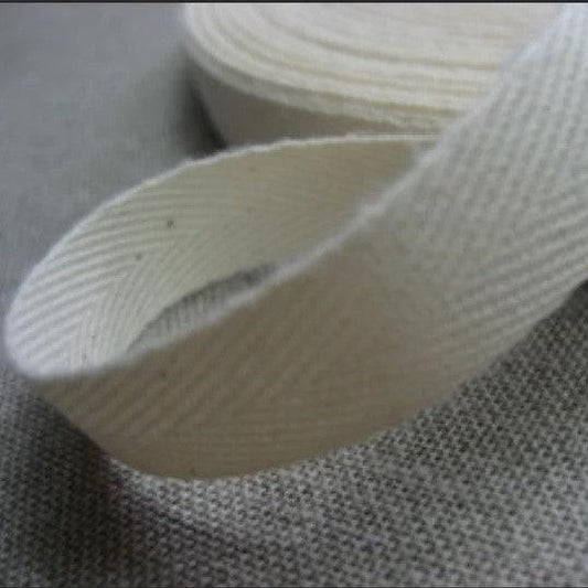 COTTON HERRINGBONE 10mm **150 Meters** White & Ecru - ACCESSOIRES LEDUC