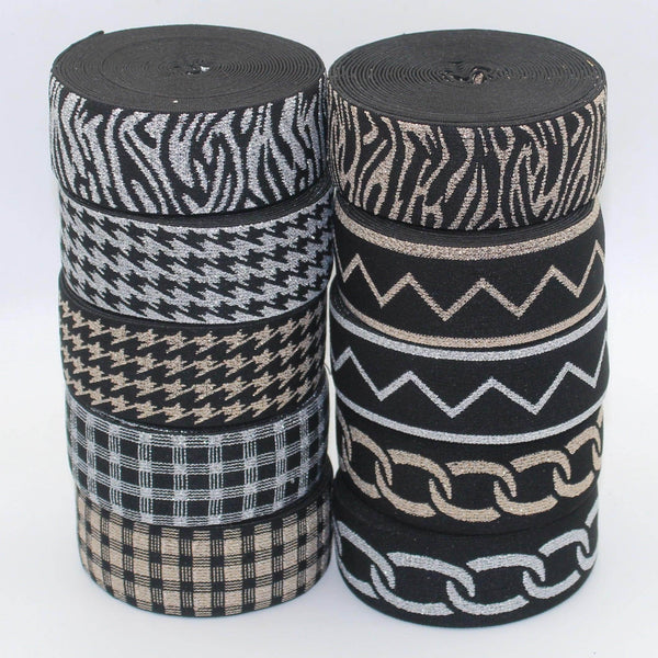 Black + Lurex Design Elastic 40mm #ELA3522 - ACCESSOIRES LEDUC BV