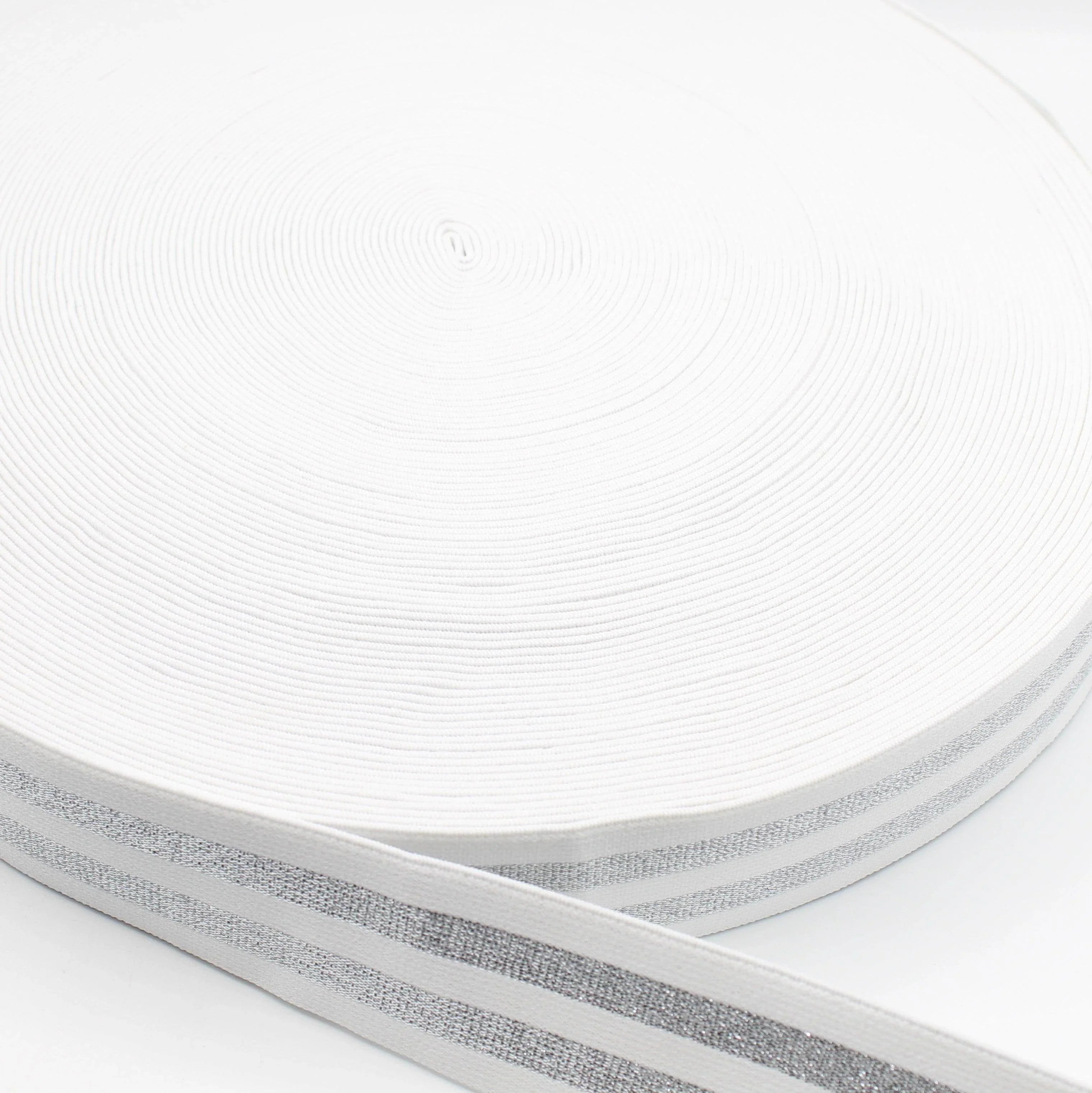 5 meters 40mm Elastic with 2 Lurex Stripes #ELA3521 - ACCESSOIRES LEDUC BV