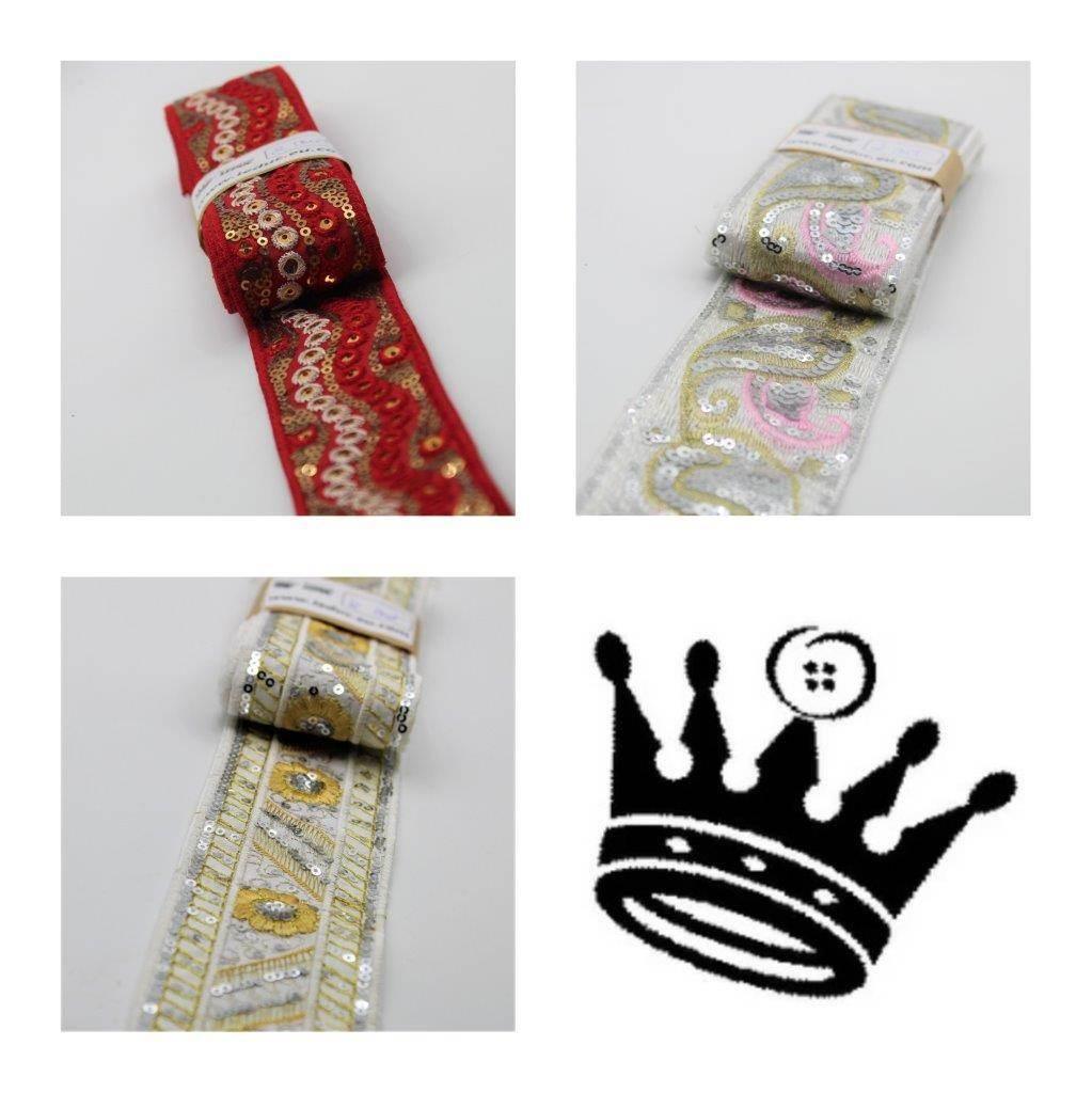 5 meters Fancy Embroided Trimmings #FSH3006 #FSH3007 #FSH3008 - ACCESSOIRES LEDUC BV