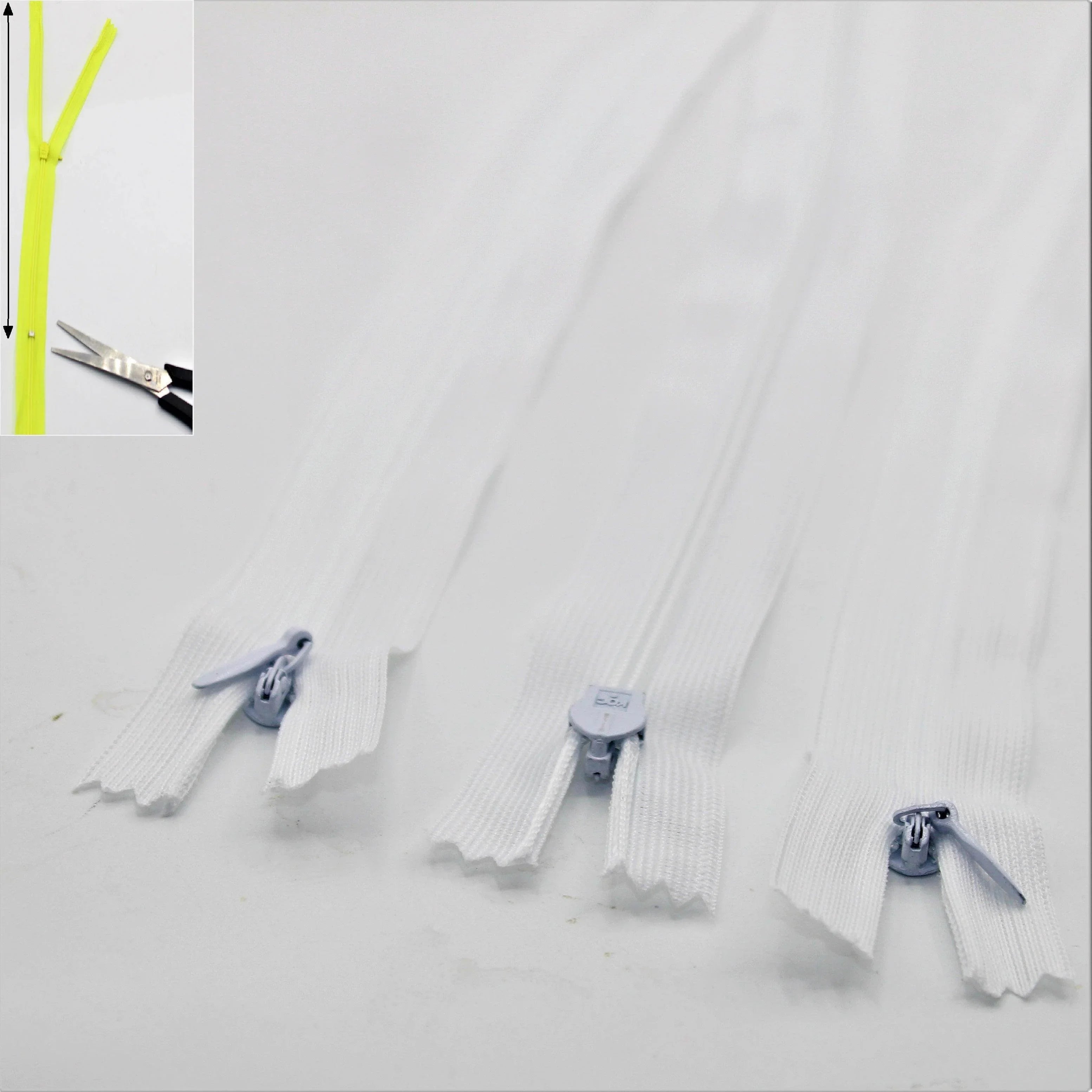 3 Adjustable Invisible Zippers (concealed) length up to 60cm #ZIG60ADJ - ACCESSOIRES LEDUC BV