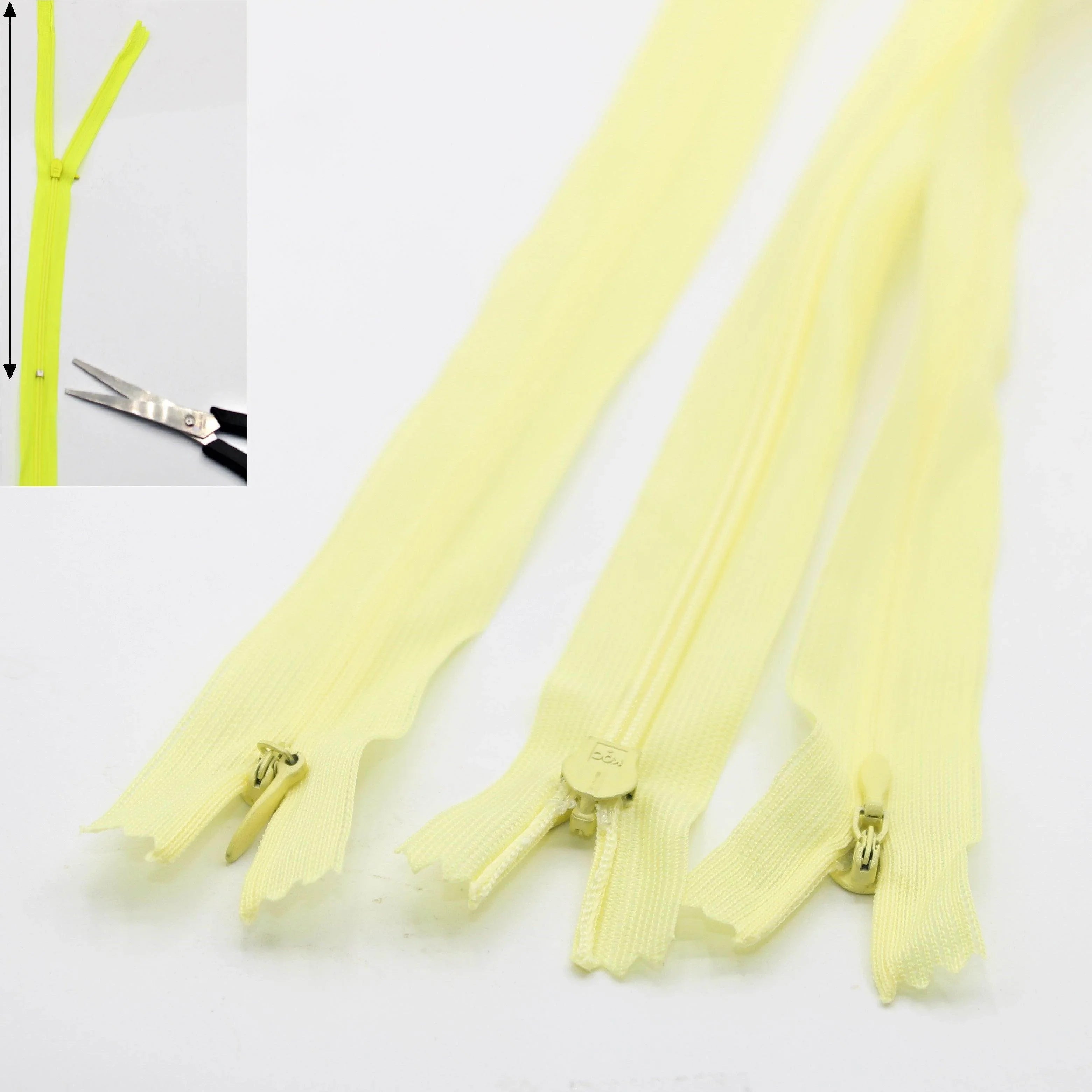 3 Adjustable Invisible Zippers (concealed) length up to 60cm #ZIG60ADJ - ACCESSOIRES LEDUC BV