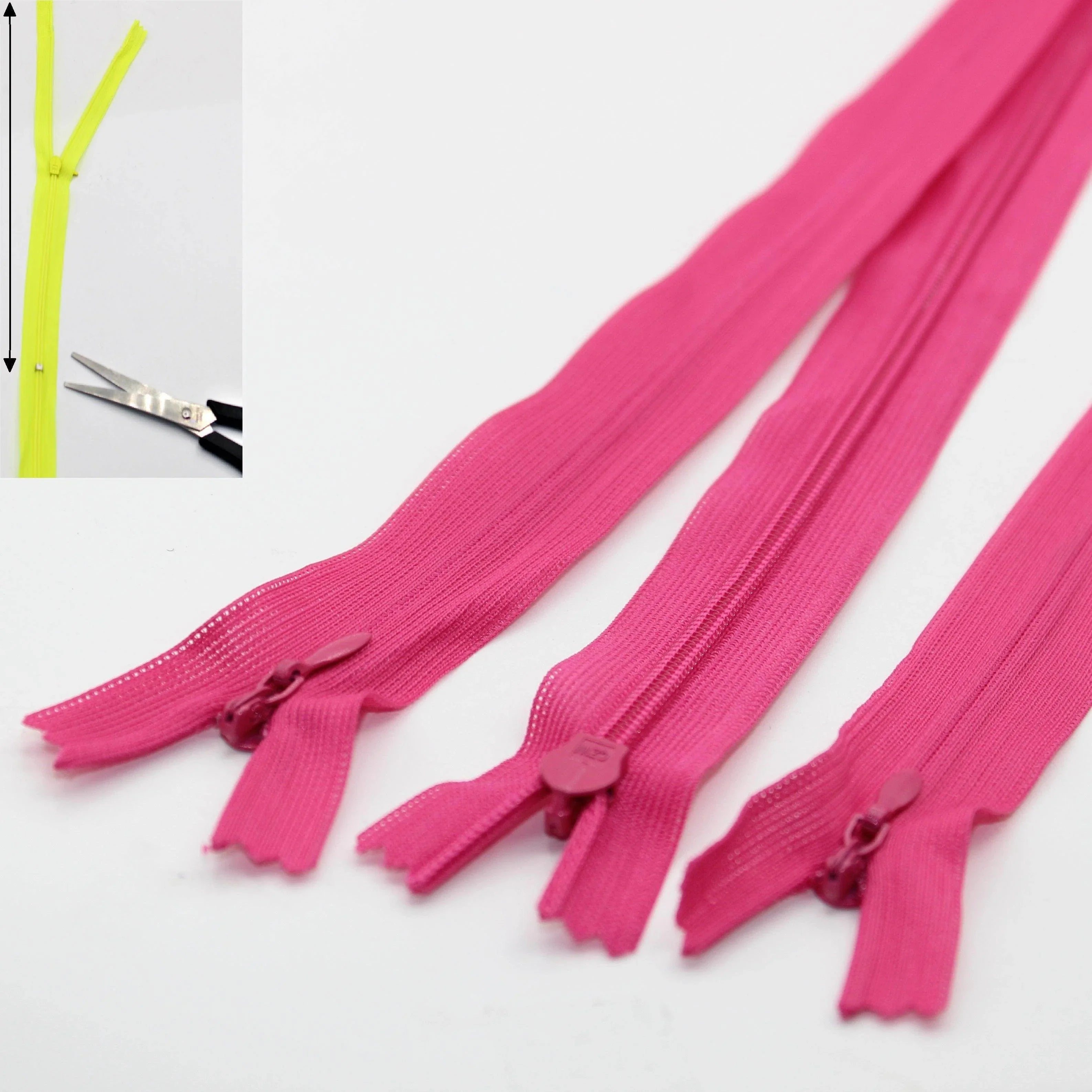 3 Adjustable Invisible Zippers (concealed) length up to 60cm #ZIG60ADJ - ACCESSOIRES LEDUC BV