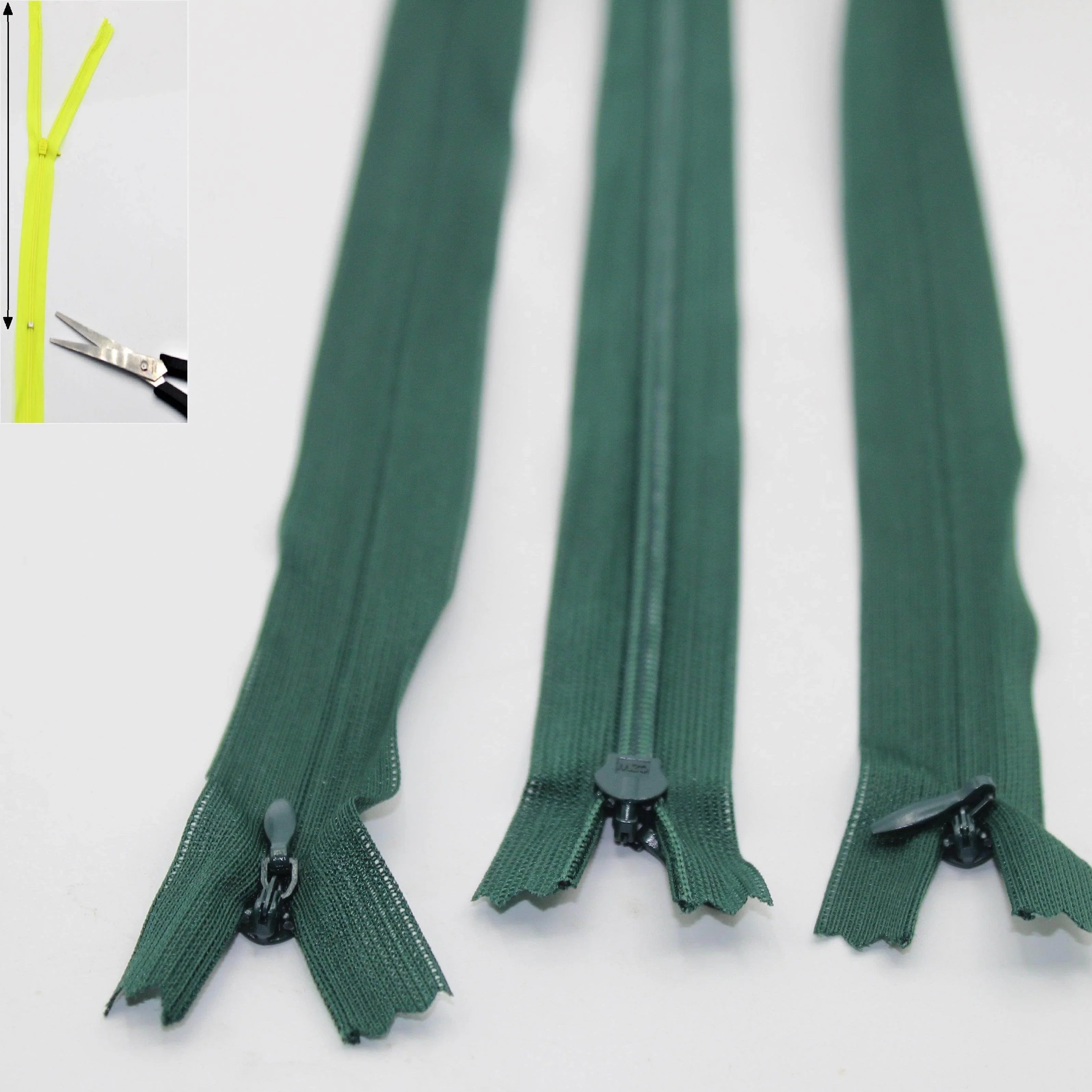 3 Adjustable Invisible Zippers (concealed) length up to 60cm #ZIG60ADJ - ACCESSOIRES LEDUC BV