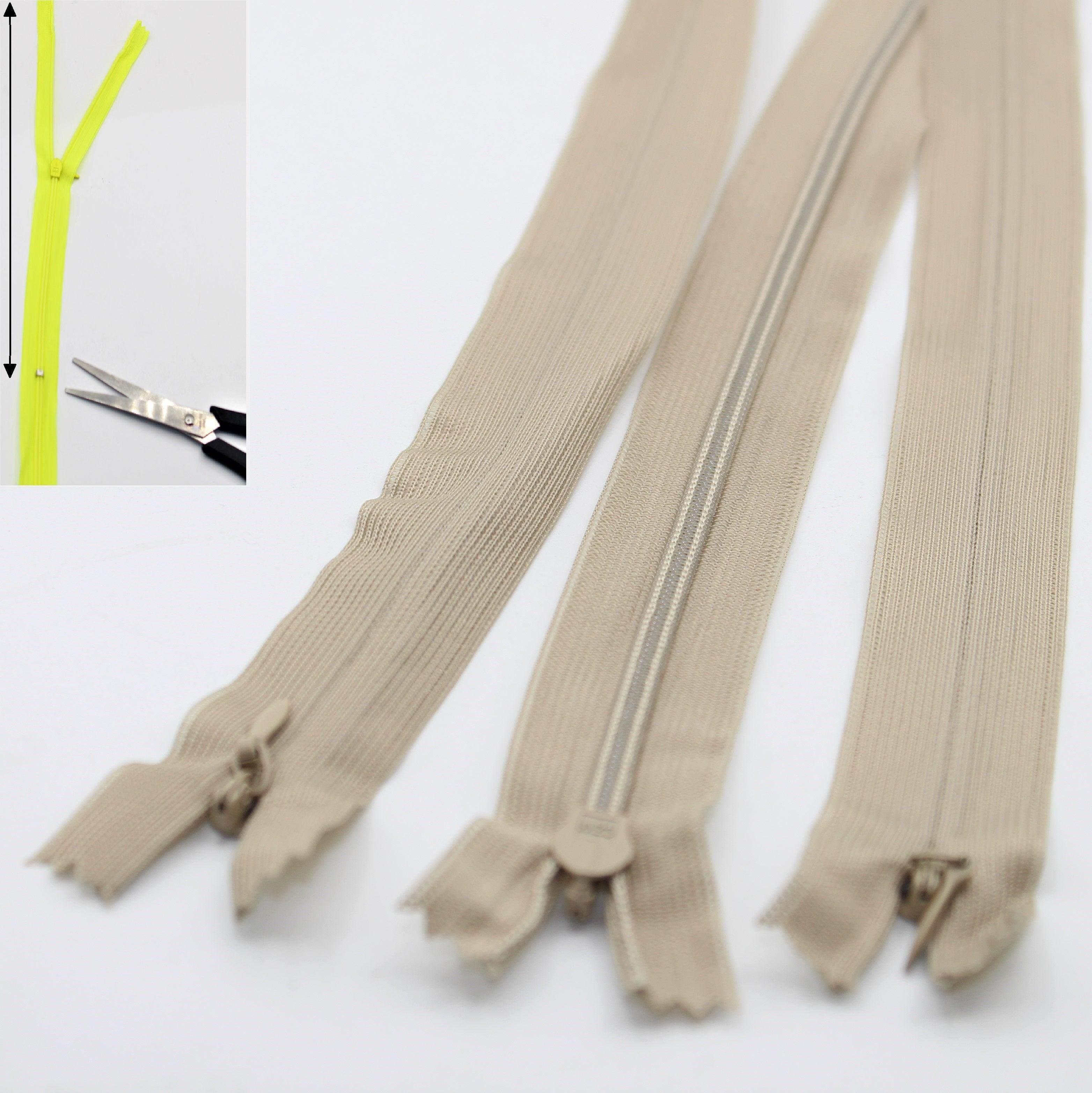 3 Adjustable Invisible Zippers (concealed) length up to 60cm #ZIG60ADJ - ACCESSOIRES LEDUC BV