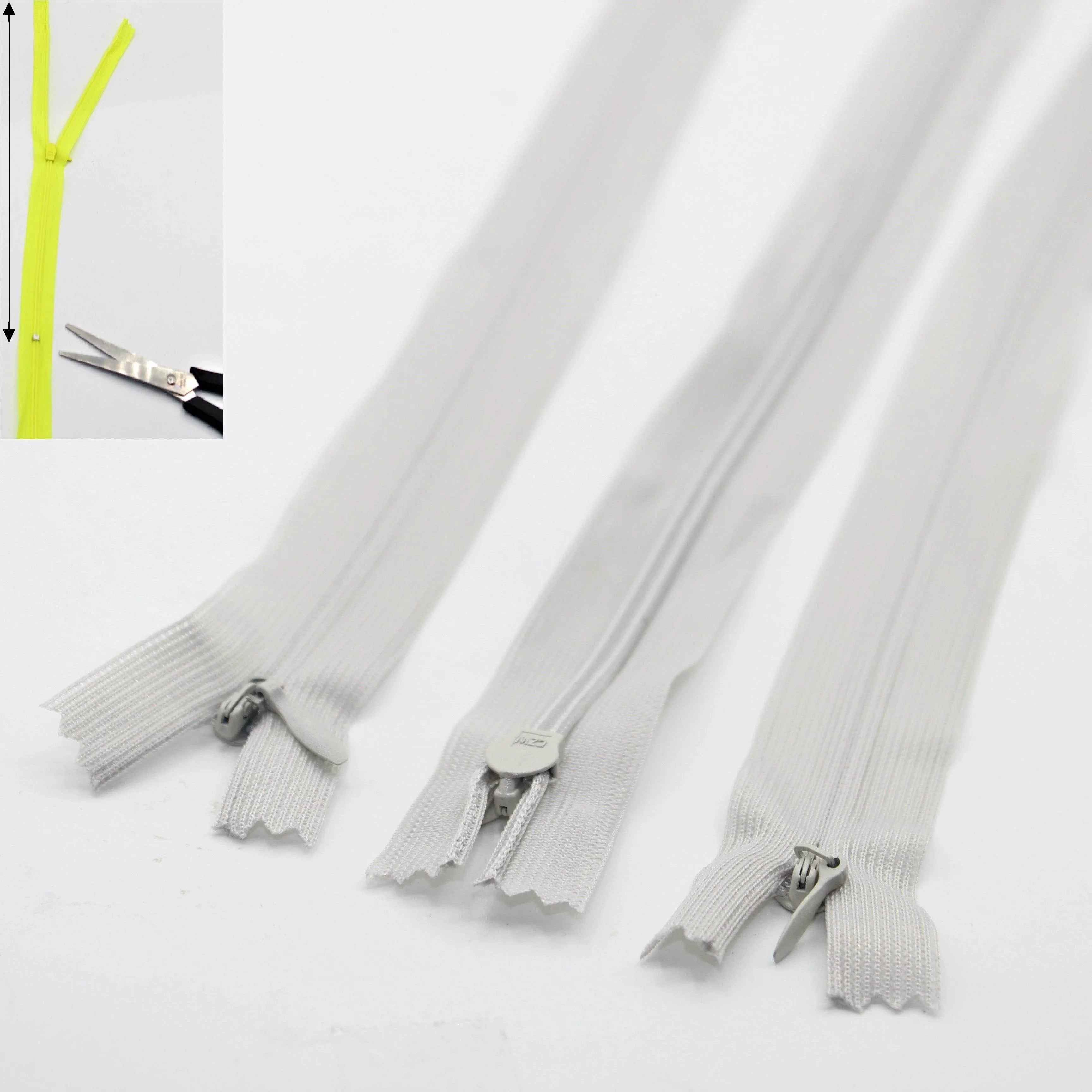 3 Adjustable Invisible Zippers (concealed) length up to 60cm #ZIG60ADJ - ACCESSOIRES LEDUC BV