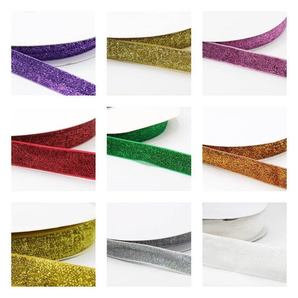 5 Meters 10 / 15 / 25mm Glitter Lurex Velvet Ribbons #VEL1502 - ACCESSOIRES LEDUC BV