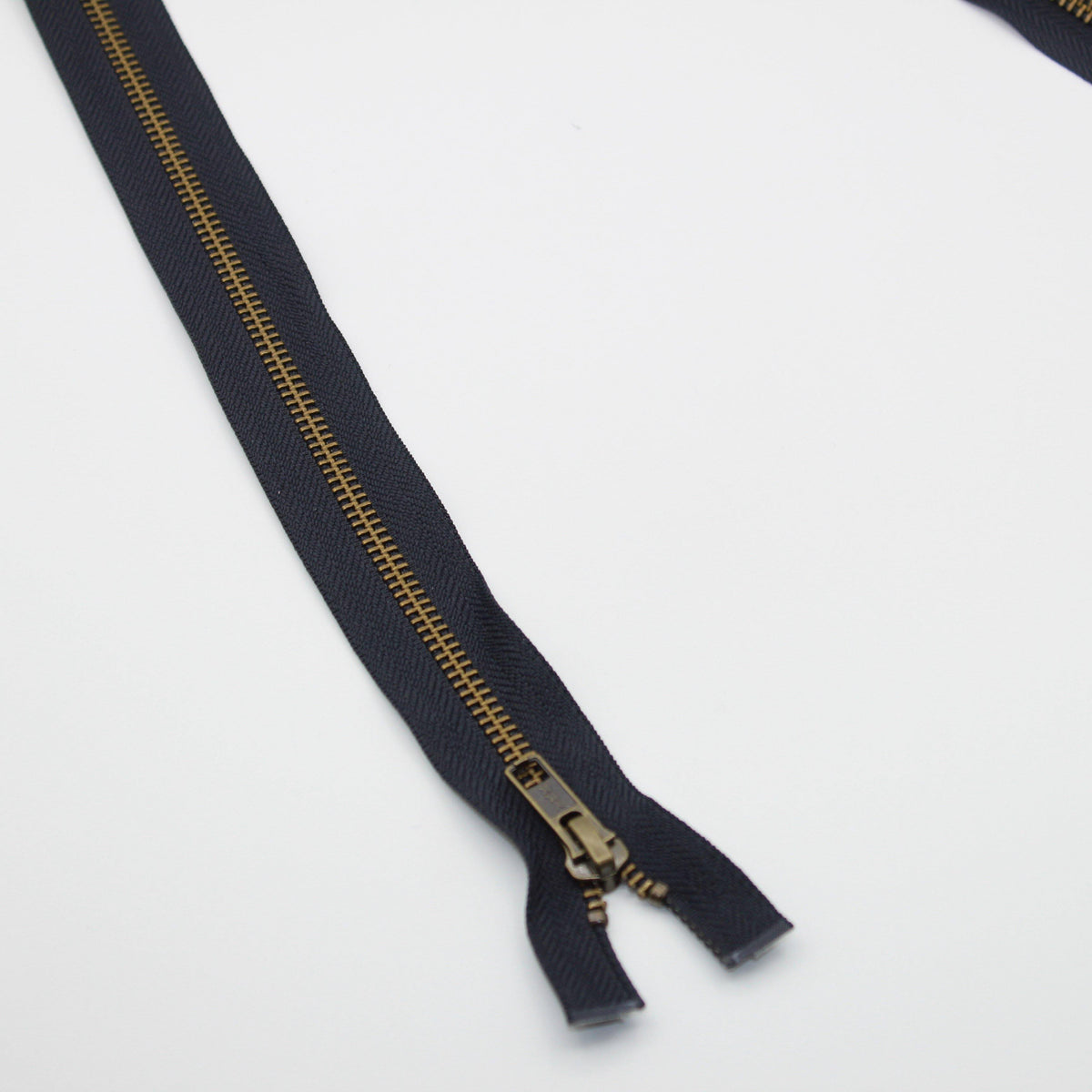 YKK - 80cm Metal Antique Bronze Zipper for Jackets - One Way Open end - ACCESSOIRES LEDUC