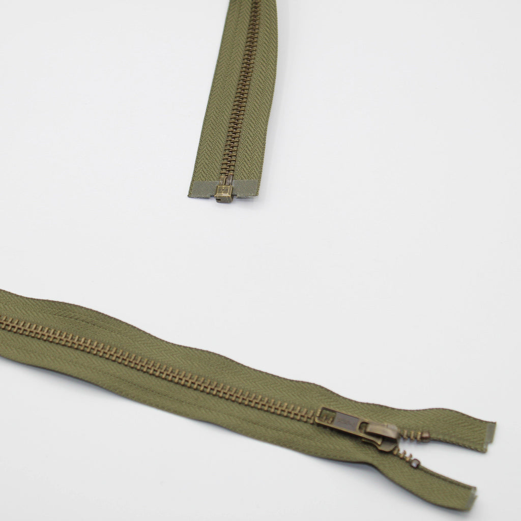 YKK - 80cm Metal Antique Bronze Zipper for Jackets - One Way Open end - ACCESSOIRES LEDUC