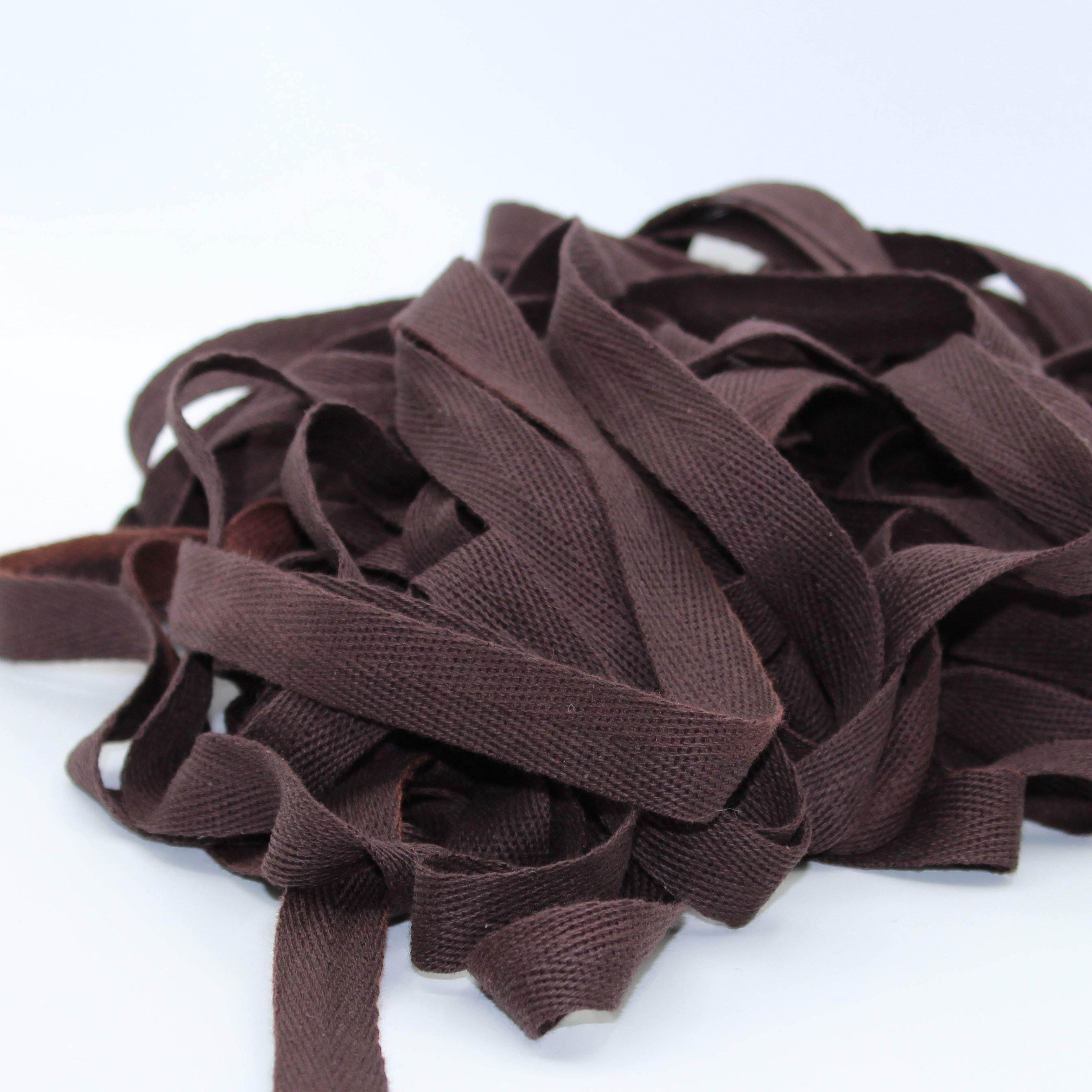 Dark Brown COTTON HERRINGBONE 15mm **10 Meters** - ACCESSOIRES LEDUC BV