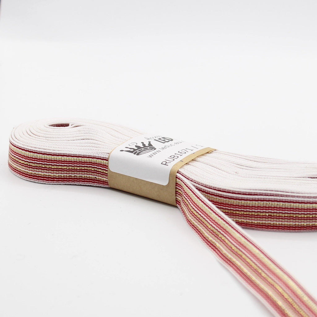 15mm White / Red / Gold Fine Stripes Tape **10 Meters** - ACCESSOIRES LEDUC