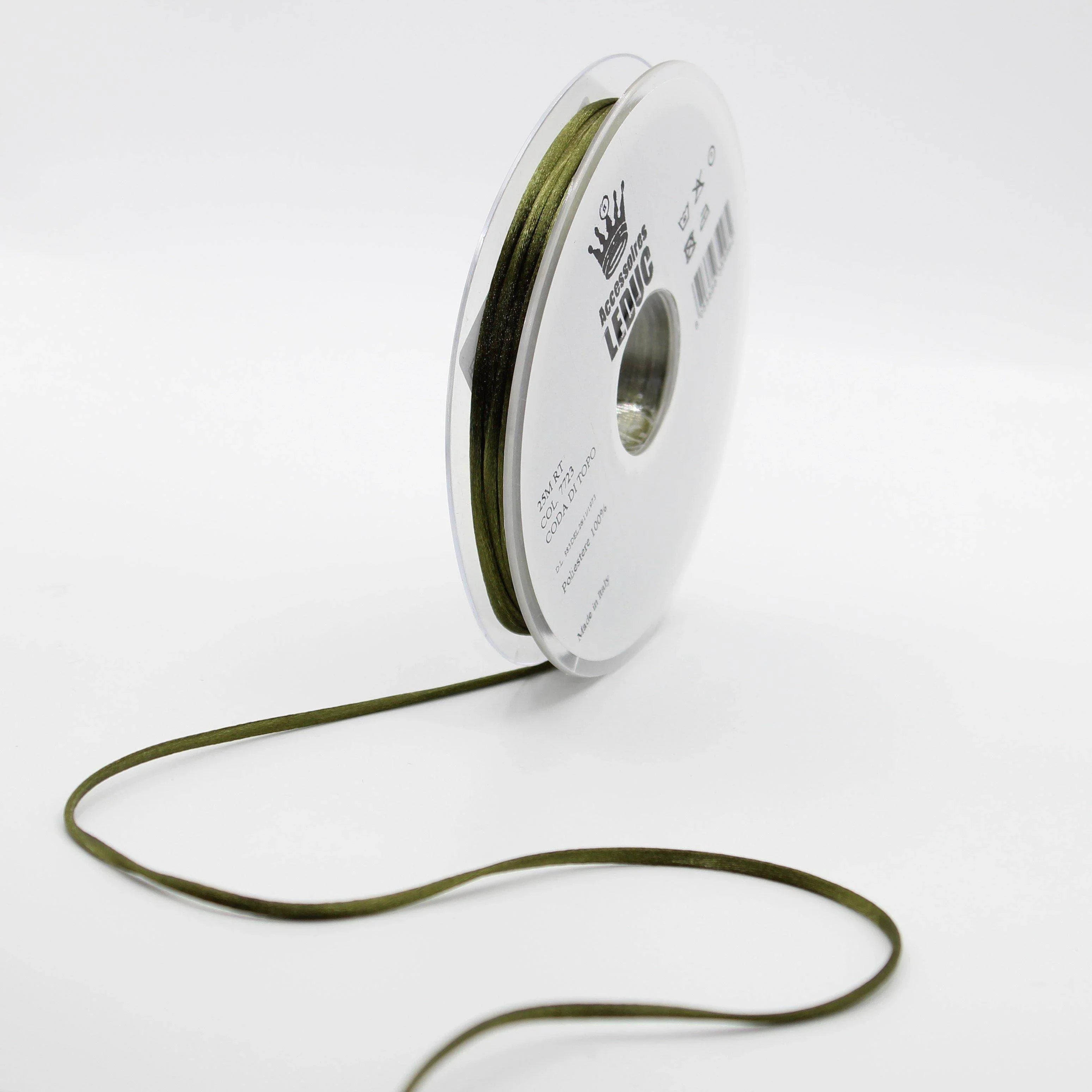 25 METERS - coloured rat tail 2MM - 100% Polyester - Made in Italy - ACCESSOIRES LEDUC BV