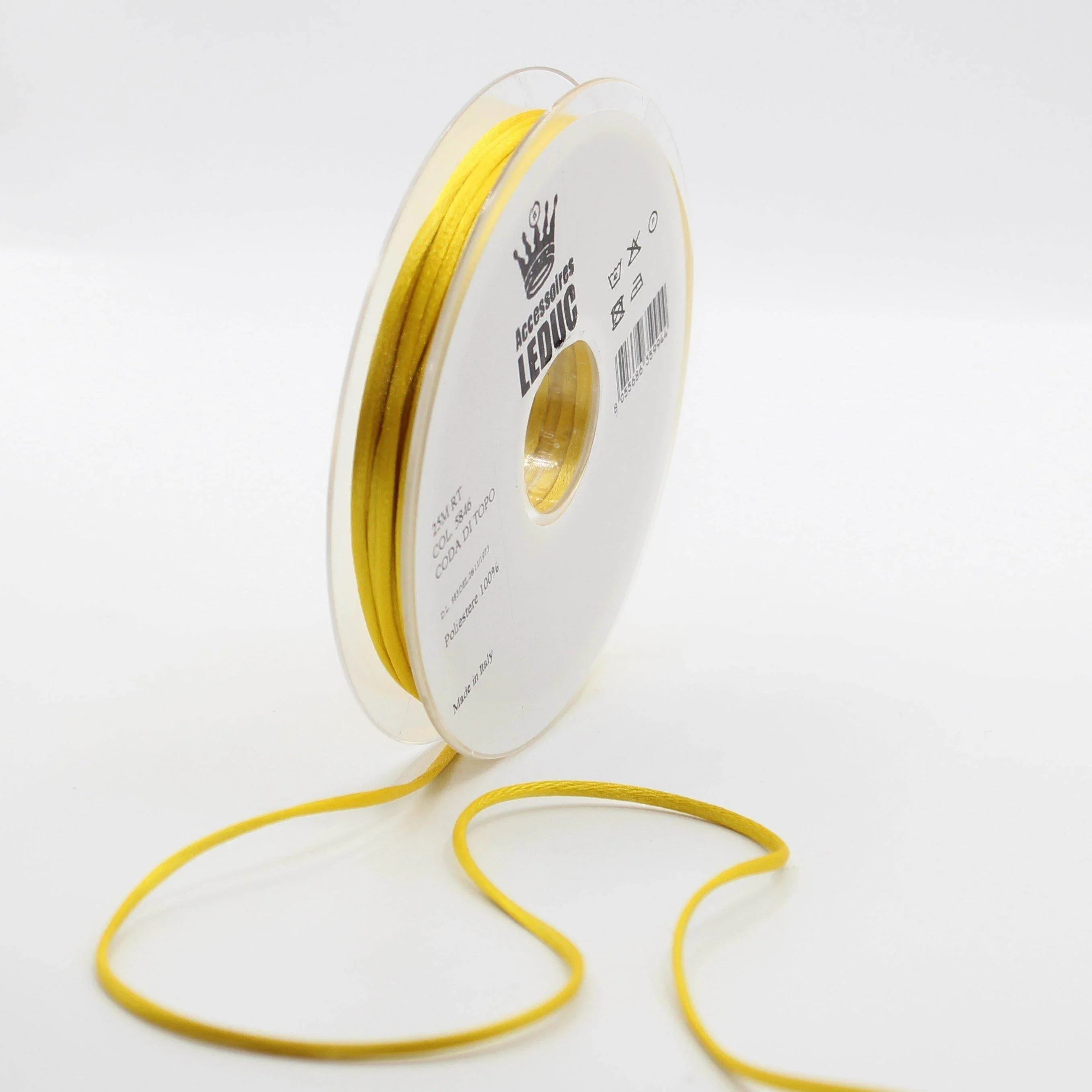 25 METERS - coloured rat tail 2MM - 100% Polyester - Made in Italy - ACCESSOIRES LEDUC BV