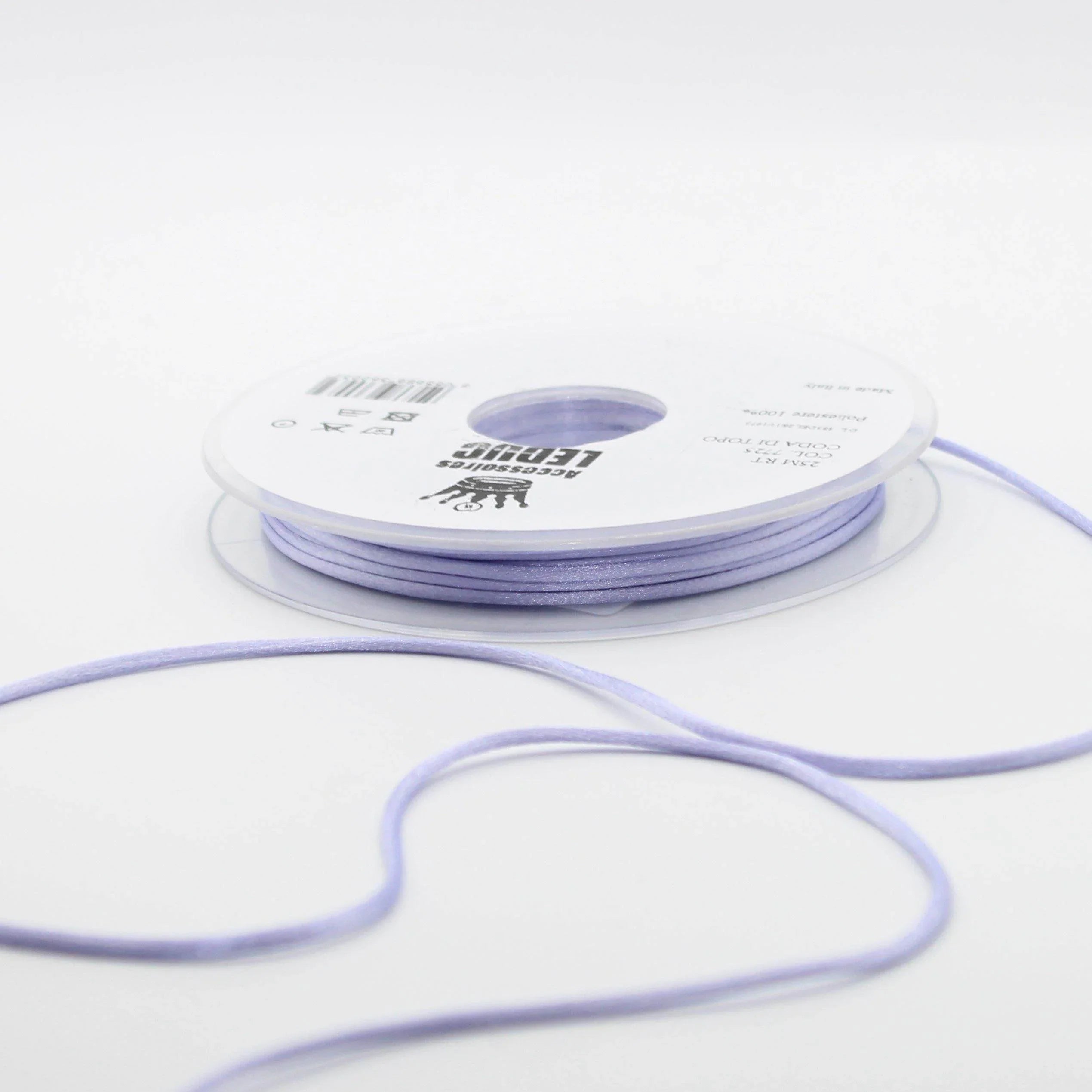 25 METERS - coloured rat tail 2MM - 100% Polyester - Made in Italy - ACCESSOIRES LEDUC BV