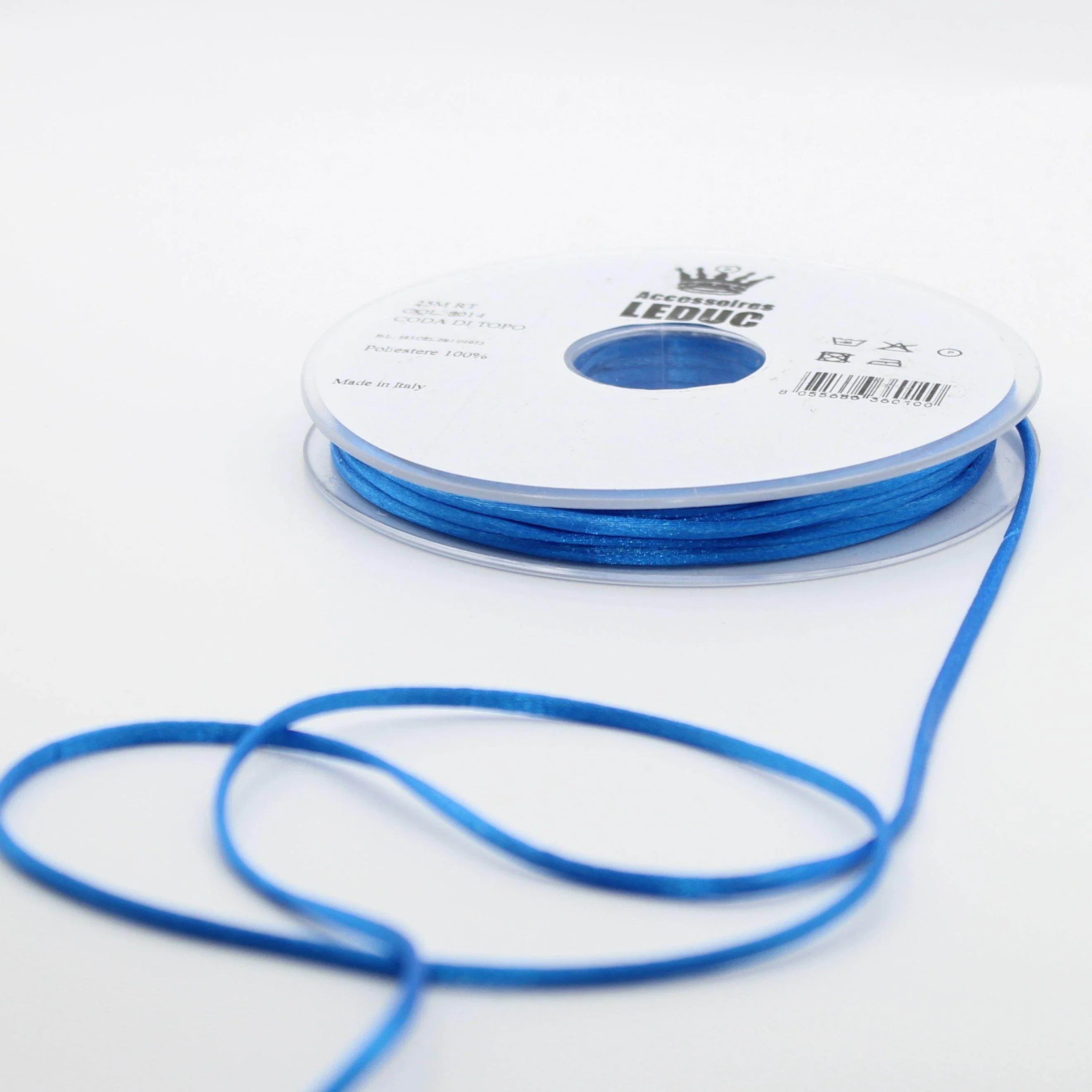 25 METERS - coloured rat tail 2MM - 100% Polyester - Made in Italy - ACCESSOIRES LEDUC BV