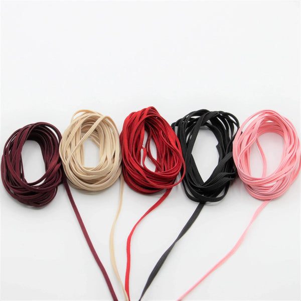 5 x 4 METERS - COLOURED Soft Elastic 3mm for Masks - 5 Colours - ACCESSOIRES LEDUC BV