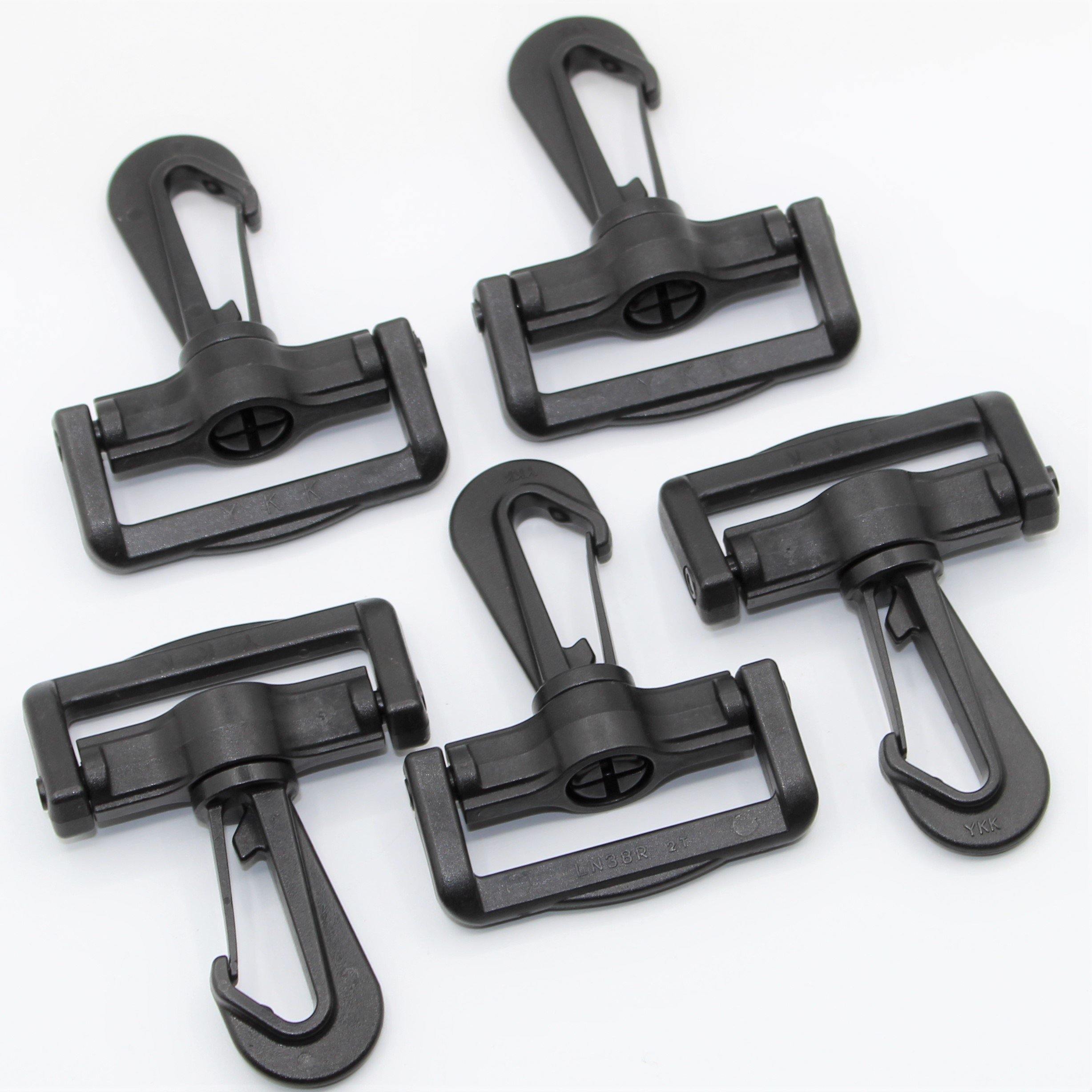5 YKK Plastic Buckles / Lobster Hooks for 30mm or 40mm Tape/Webbing col Black - ACCESSOIRES LEDUC