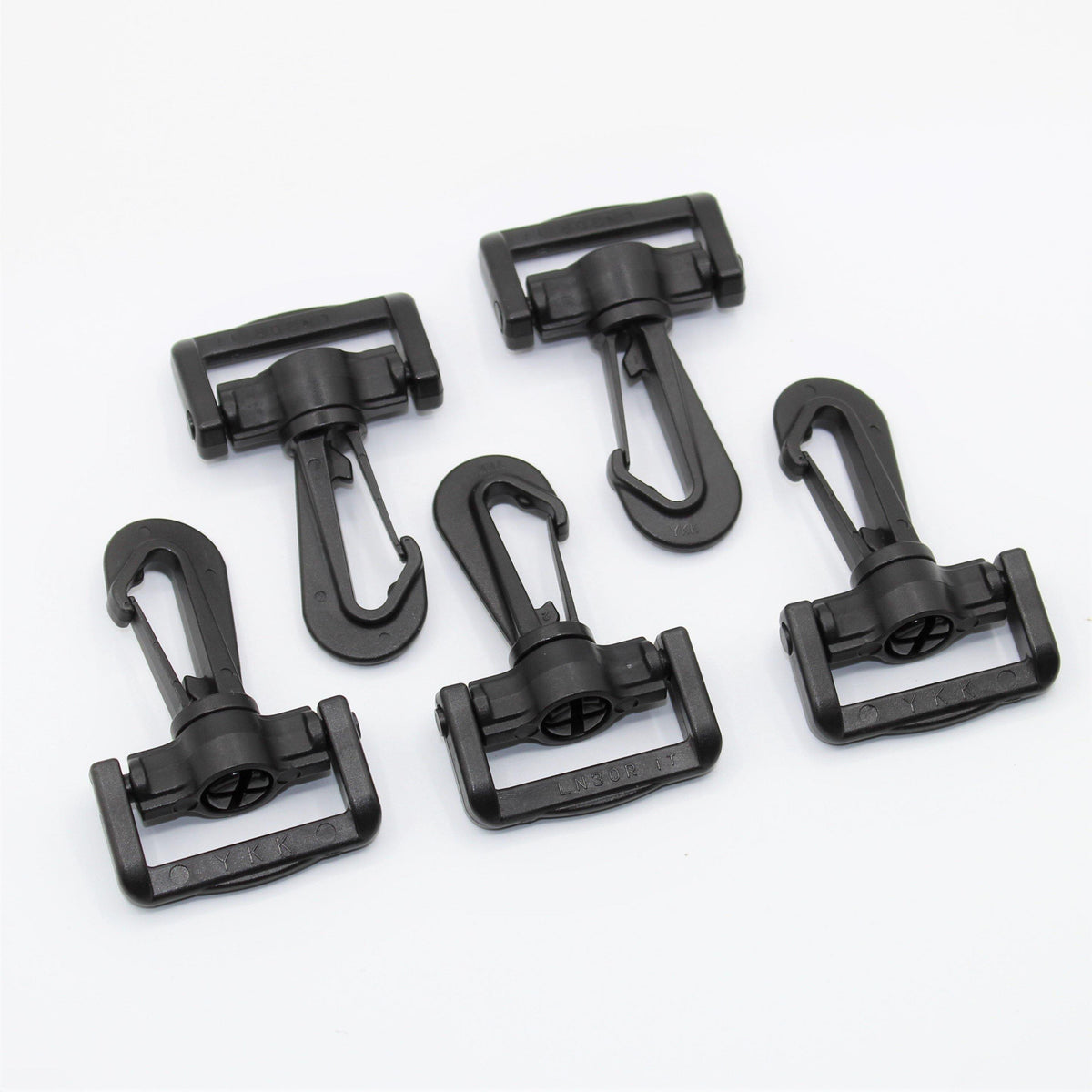 5 YKK Plastic Buckles / Lobster Hooks for 30mm or 40mm Tape/Webbing col Black - ACCESSOIRES LEDUC BV