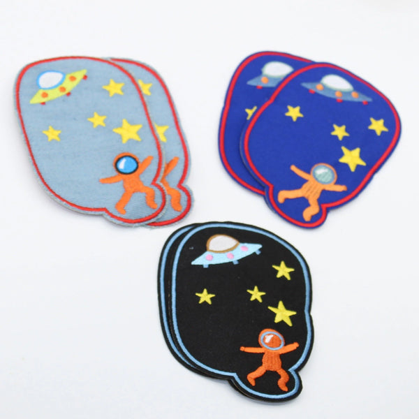3 Pairs Children Elbow/Knee Patches - Iron-on - "Space" Theme - 100mm x 75mm - ACCESSOIRES LEDUC