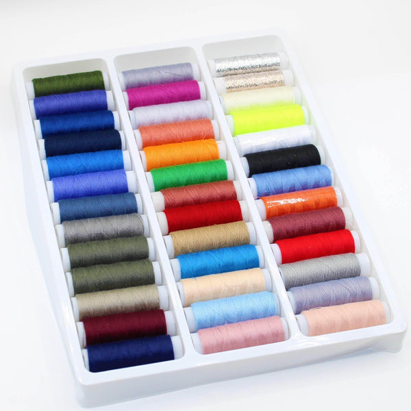 39x100 meters Polyester Yarns - Mix Colours (37 colours + silver + light gold) - ACCESSOIRES LEDUC BV