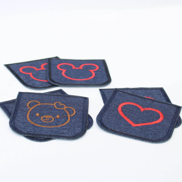 3 Pairs Denim Children Elbow/Knee Patches - Iron-on - 100mm x 75mm #HAB1x003 - ACCESSOIRES LEDUC BV