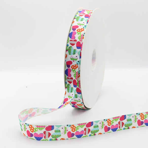 20 meters Saint Valentine's TAPE, Gros Grain tape 25mm printed with Hearts - ACCESSOIRES LEDUC BV
