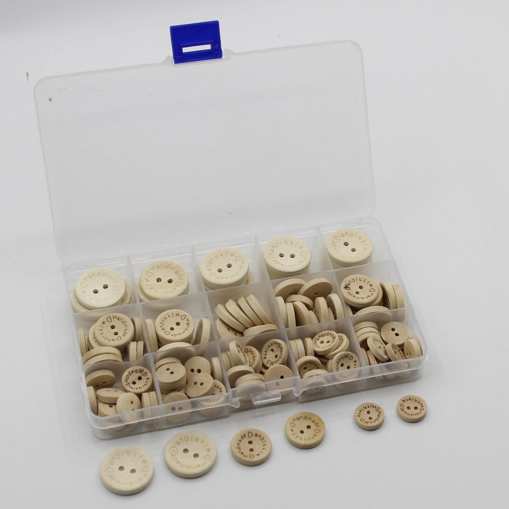 Caja de Botones de Madera Artesanal 🤍 con Amor 🤍 140 piezas - ACCESSOIRES LEDUC