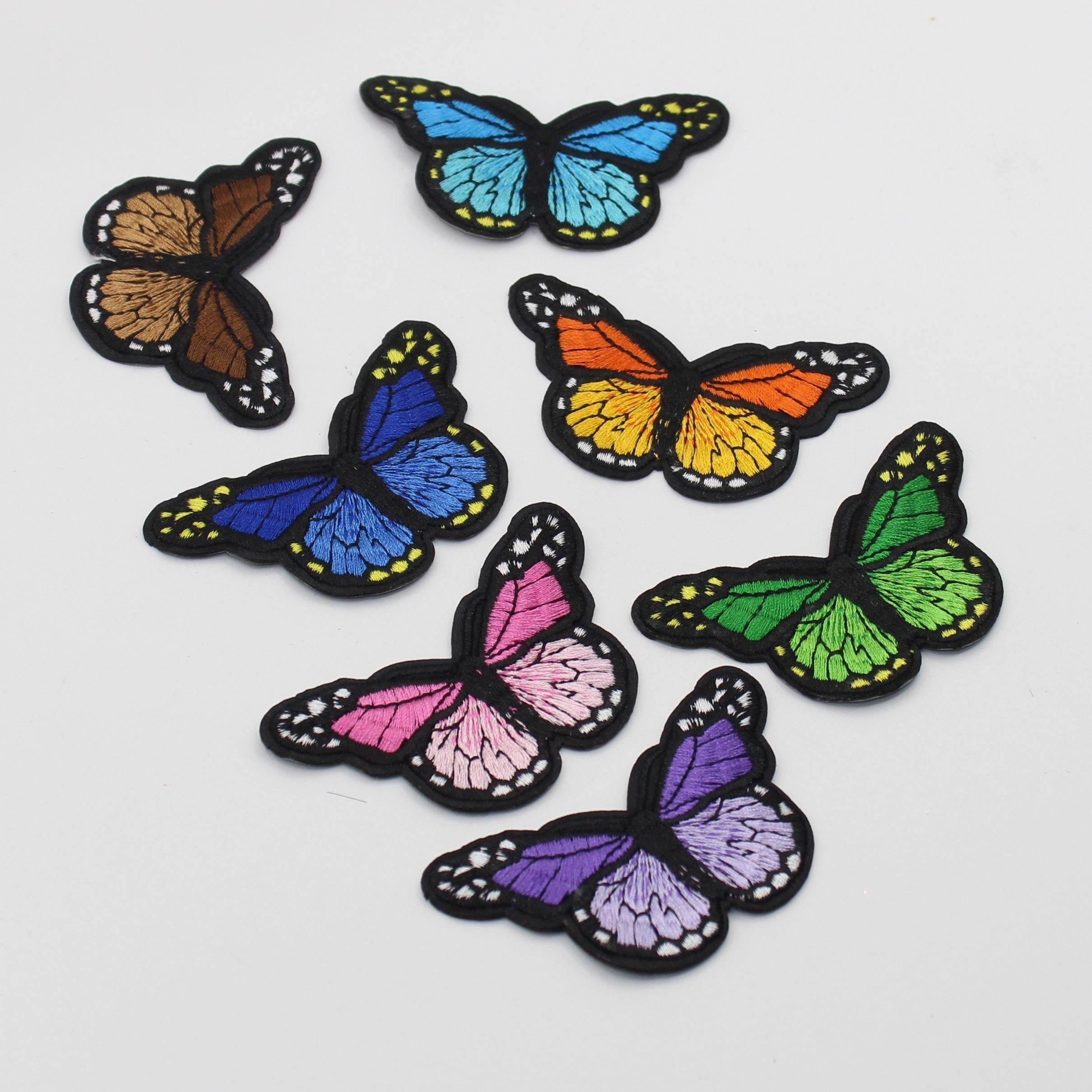 Set of 7 Iron On Butterfly Patches 4,4x8cm #HAB3003 - ACCESSOIRES LEDUC BV