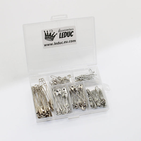 Safety Pins Box (150pieces mixed Sizes , colour Silver) - ACCESSOIRES LEDUC